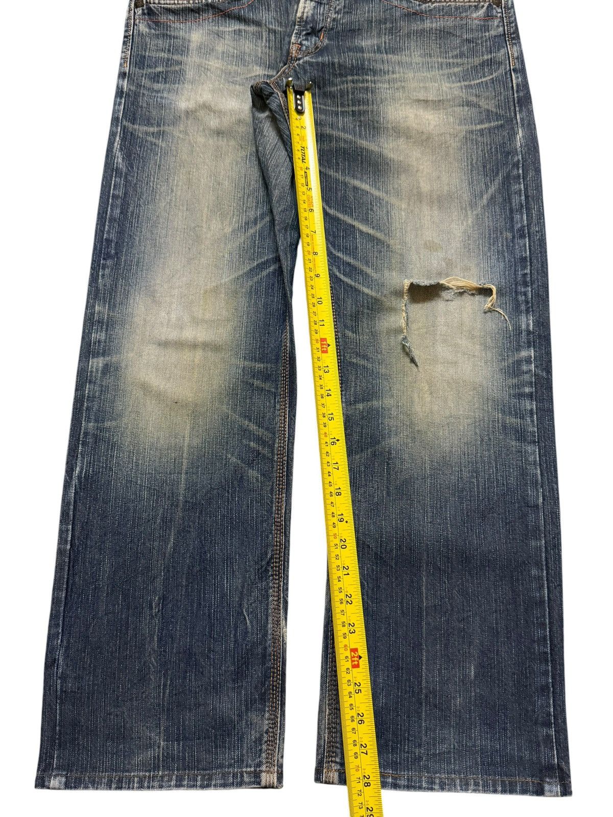 Edwin Vintage 90s Edwin XV Mud Wash Whiskers Distressed Wide Leg Size US 34 / EU 50 - 12 Thumbnail