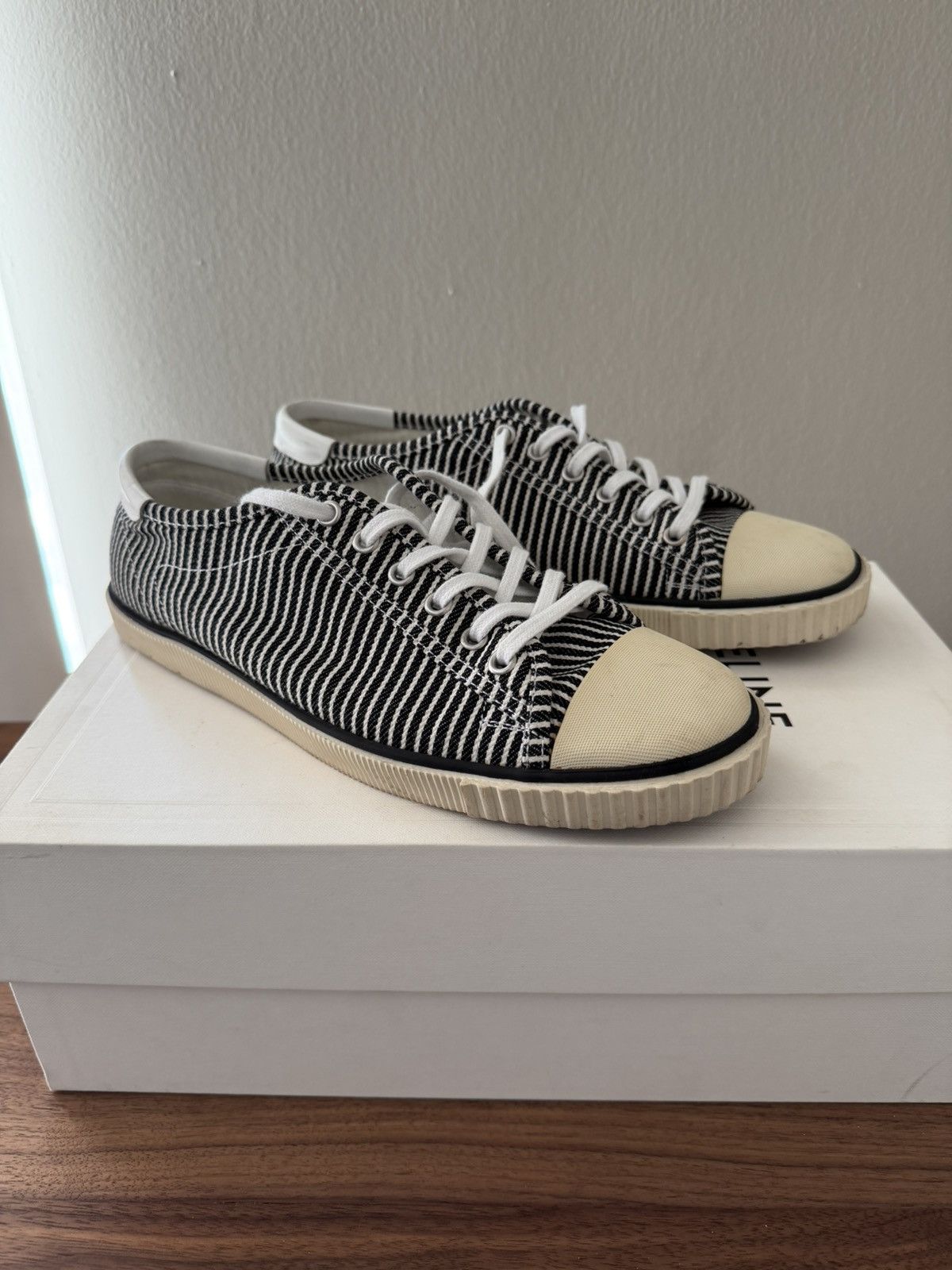 CELINE - BLACK/WHITE STRIPE SNEAKERS - HEDI SLIMANE