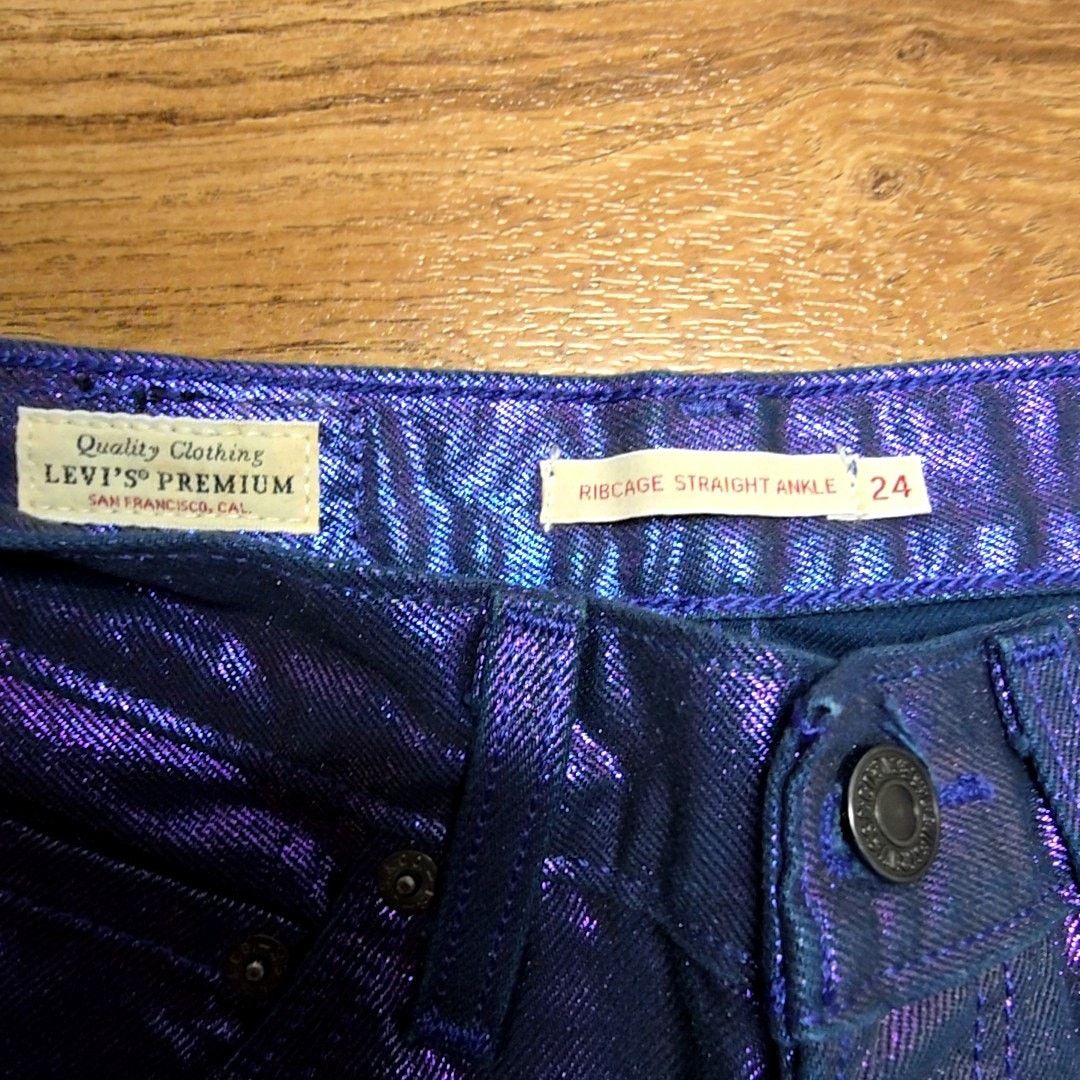 Levi's Levi's Ribcage Straight Ankle Metallic Purple Jeans 24 Size 24" / US 00 / IT 34 - 9 Thumbnail