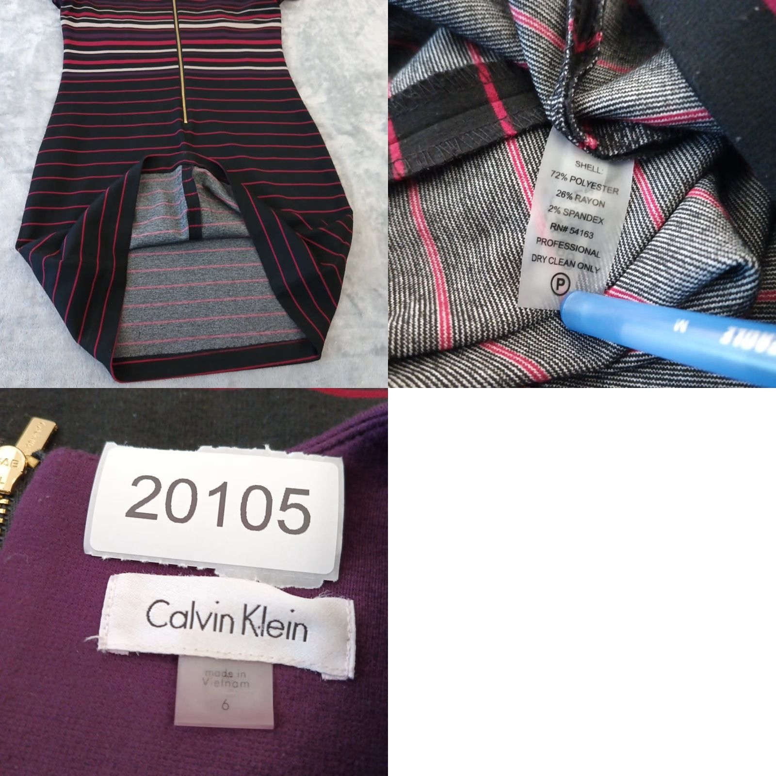 Calvin Klein Calvin Klein Sheath Dress Size 6 Purple Striped Cap Sleeve Knee Length Size M / US 6-8 / IT 42-44 - 8 Thumbnail