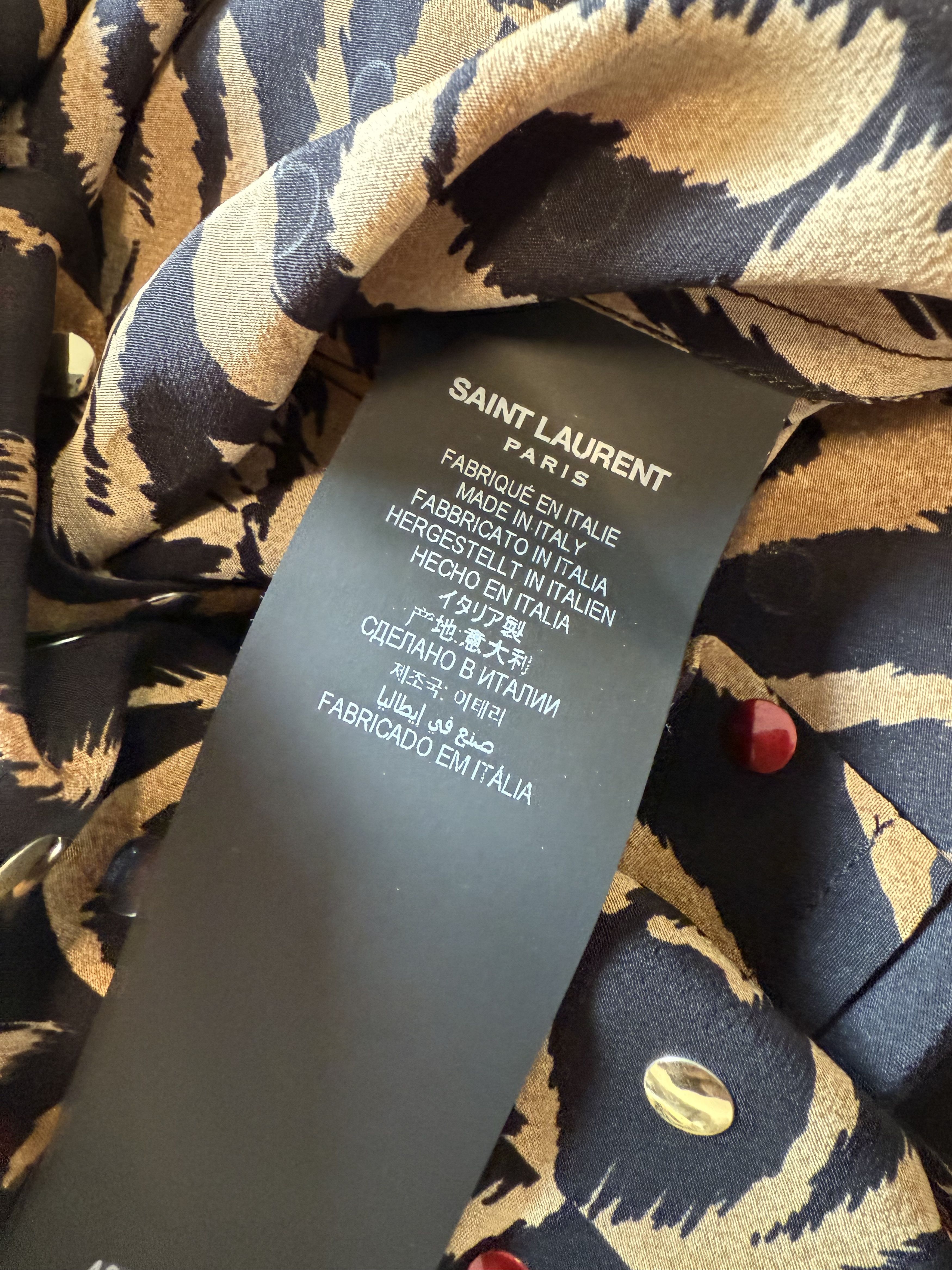 Saint Laurent Paris Saint Laurent Silk Tiger Shirt with Metallic Dots Size US M / EU 48-50 / 2 - 13 Thumbnail