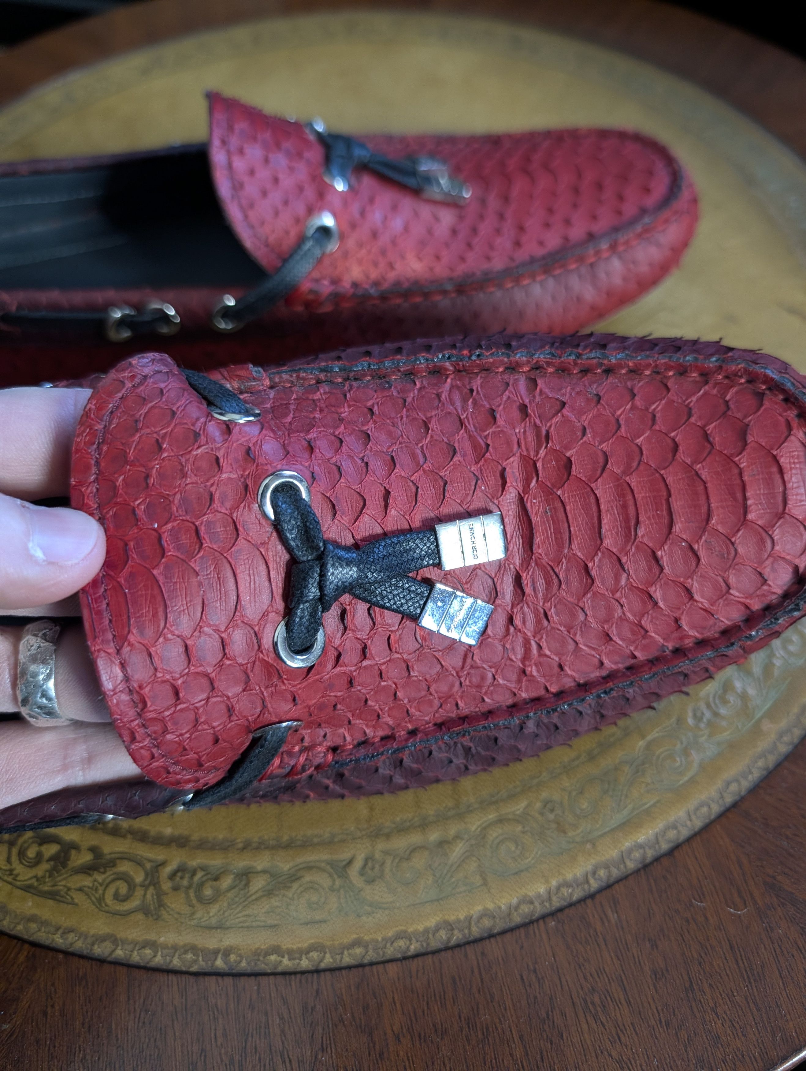Dior KVA Genuine Python Snakeskin Red Driving Loafers 41 Size US 8 / EU 41 - 9 Thumbnail
