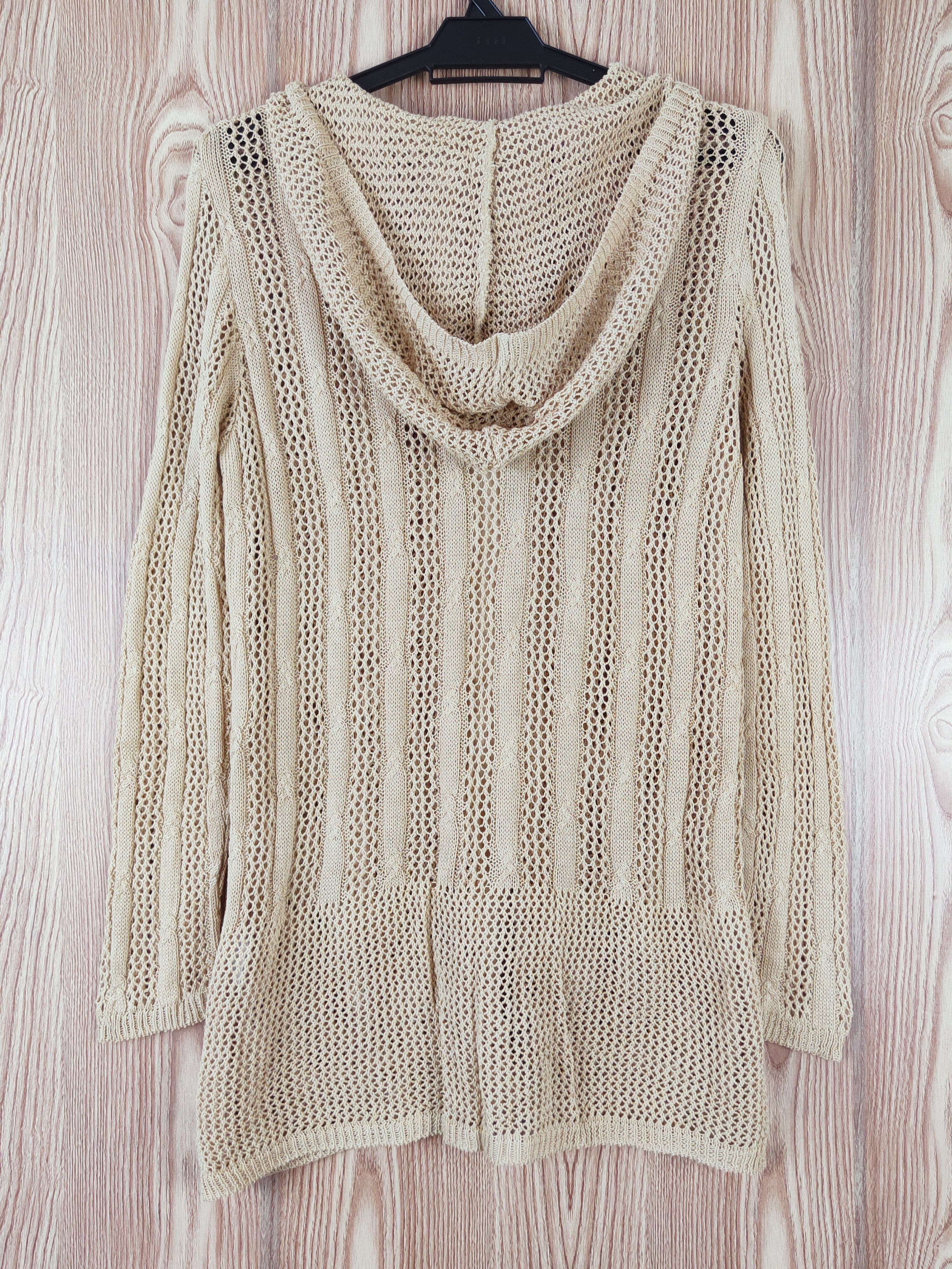 Aran Isles Knitwear Cosmo Polaris Crochet Meshnet Hoodie Knitwear Cardigan #W683 Size M / US 6-8 / IT 42-44 - 7 Thumbnail