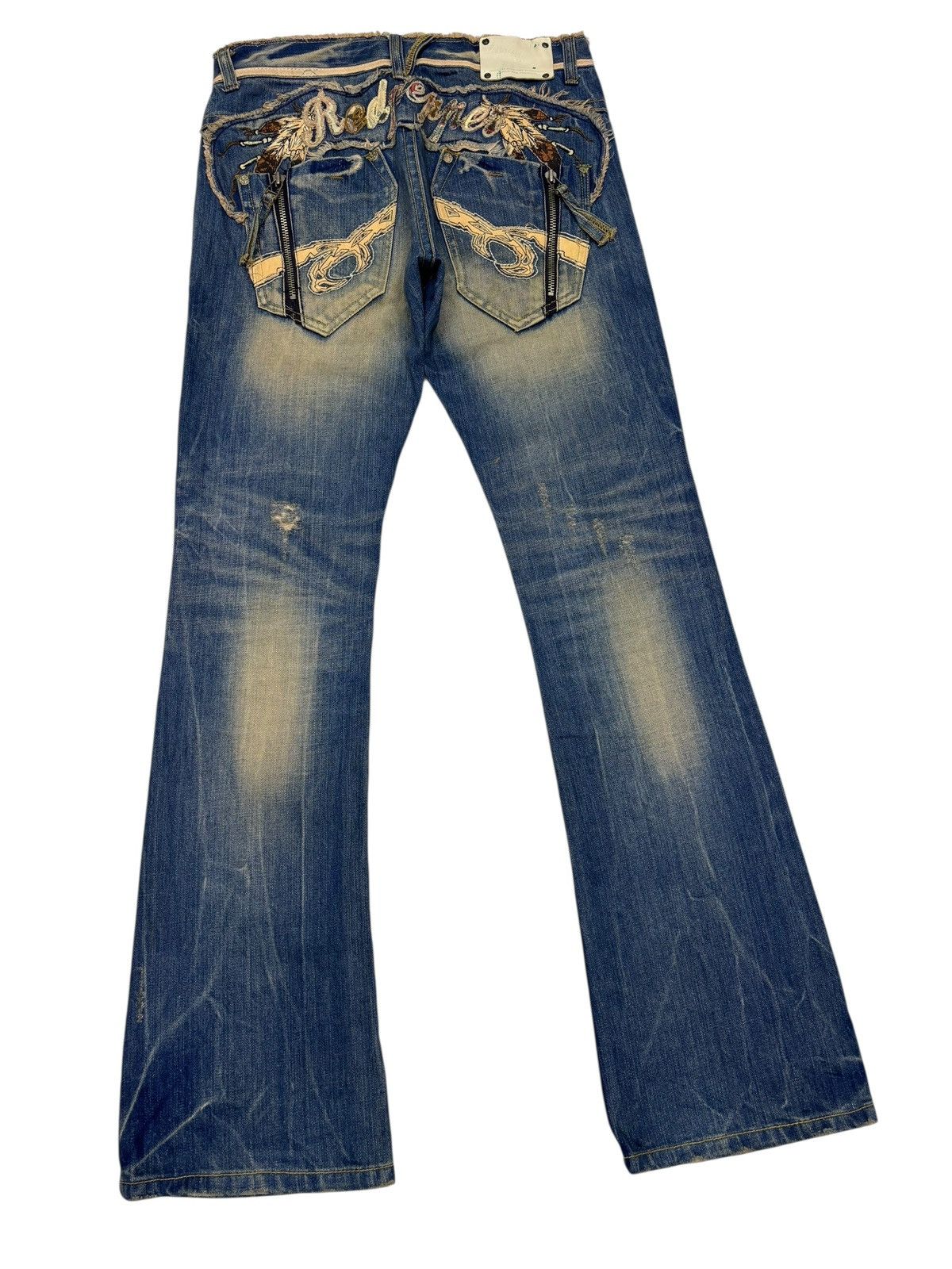 If Six Was Nine 🔥RED PEPPER Rusty Mud Wash Flared Jean Distressed Denim Size US 32 / EU 48 - 6 Thumbnail