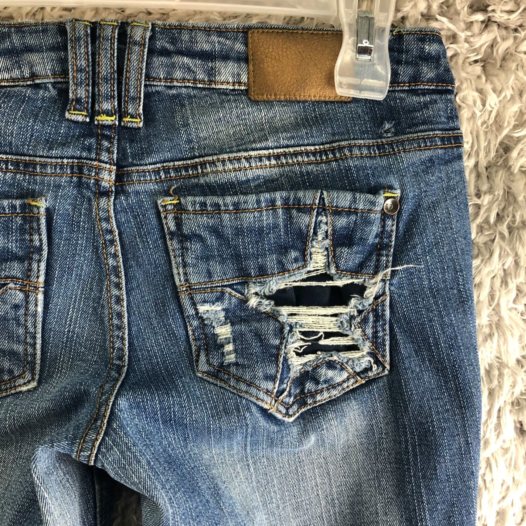 Vintage ZCO Jeans Low Rise Straight Leg Womens Size 7 Distressed Pocket Blue Jeans Size 28" / US 6 / IT 42 - 6 Thumbnail