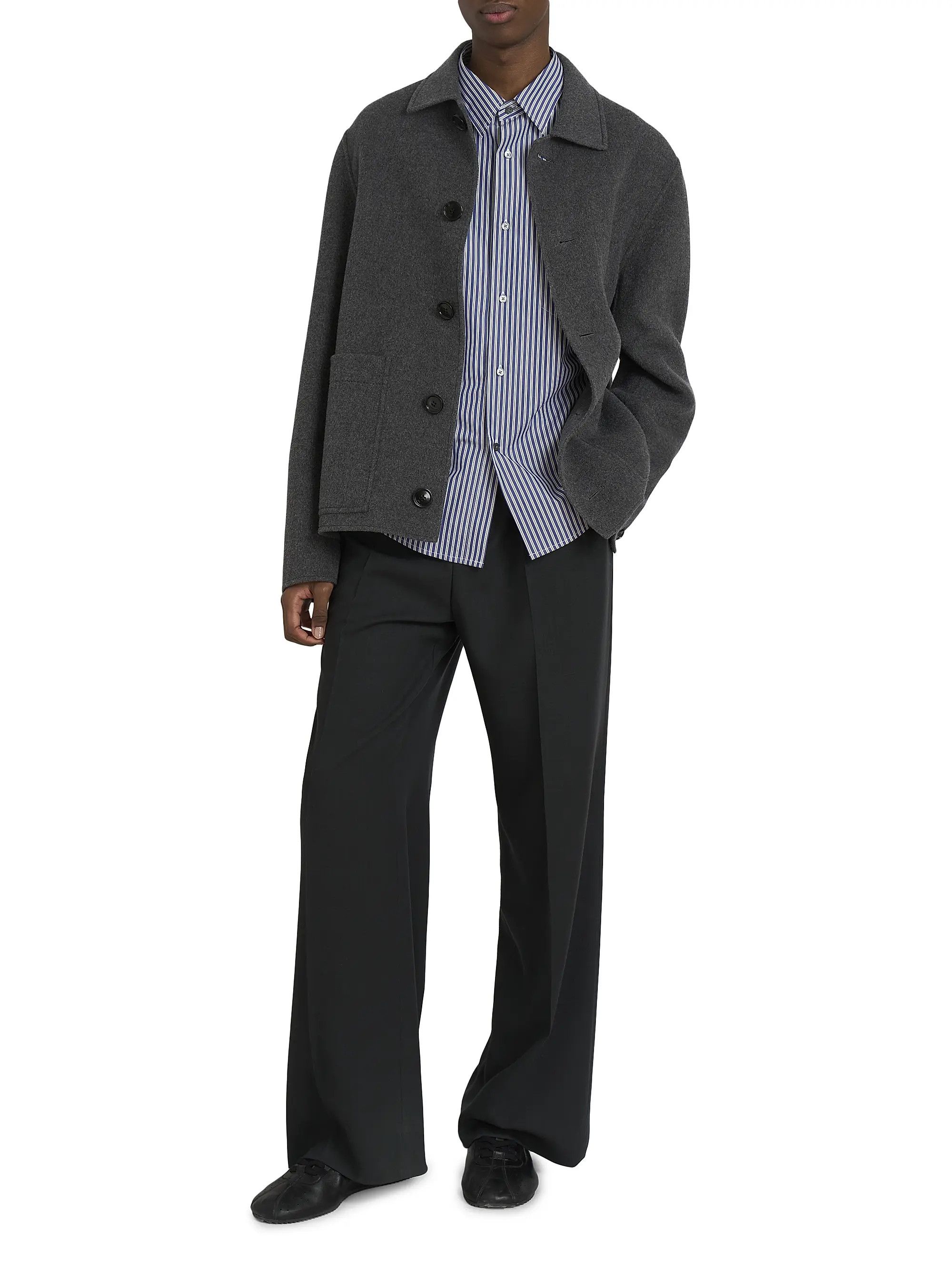 AMI os11x0226 Boxy Button-Front Jacket in Grey Size US L / EU 52-54 / 3 - 2 Thumbnail