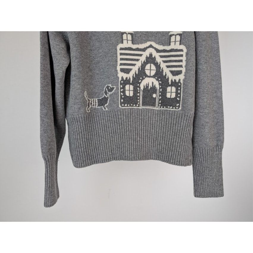 Thom Browne o1rshd1 Holiday Scenery Wool Crew Neck Sweater in Light Grey Size US XXL / EU 58 / 5 - 4 Thumbnail