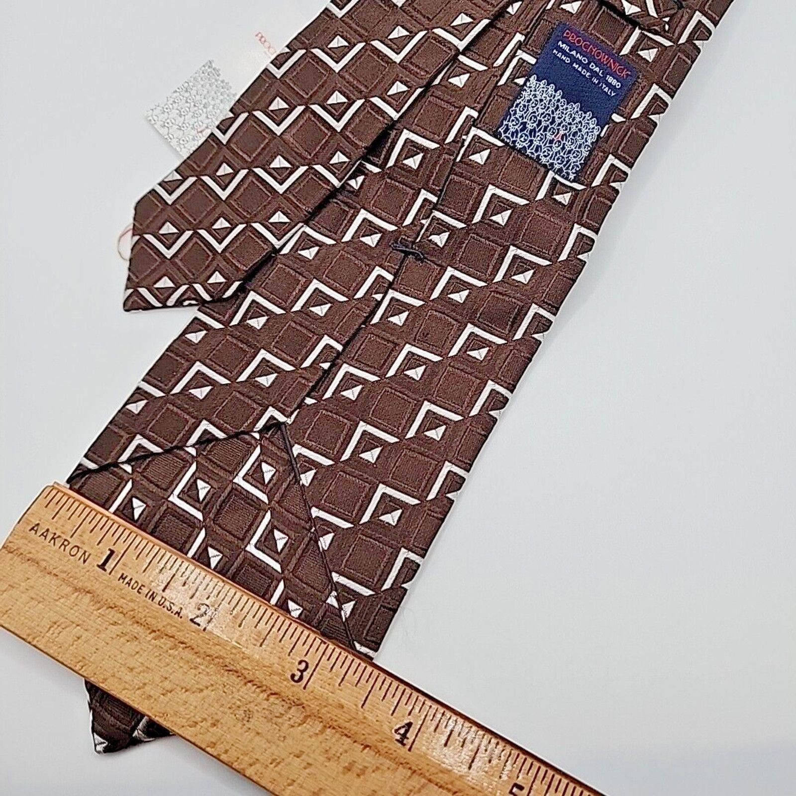 Other Prochownick Brown Geometric Silk Tie Necktie - Made in Italy Size ONE SIZE - 2 Thumbnail