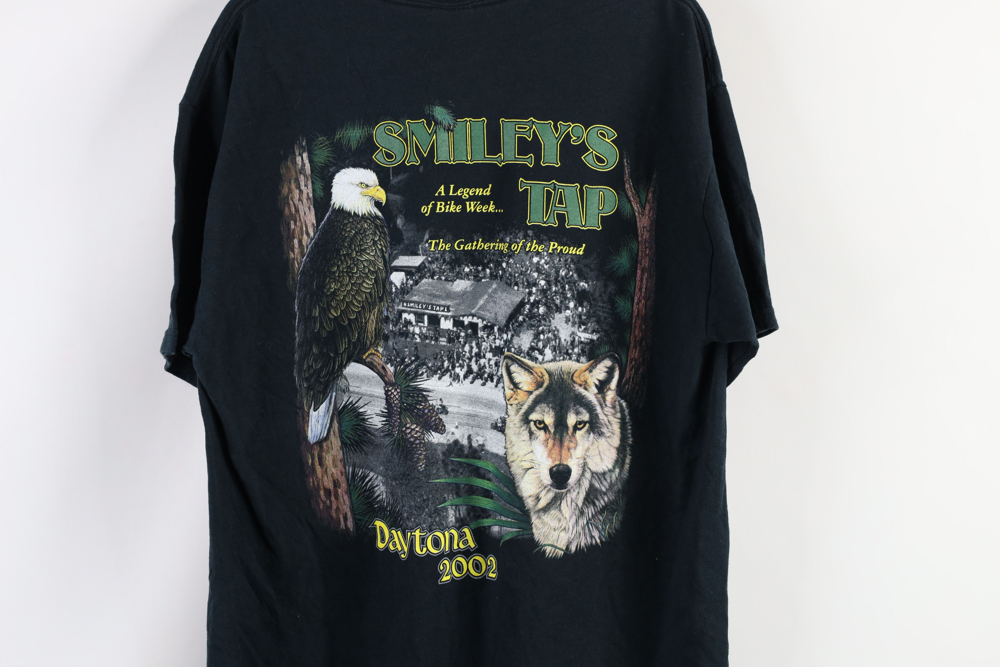 Vintage Vintage Y2K 2002 Wolf Smileys Tap Daytona Bike Week T-Shirt Size US L / EU 52-54 / 3 - 7 Thumbnail