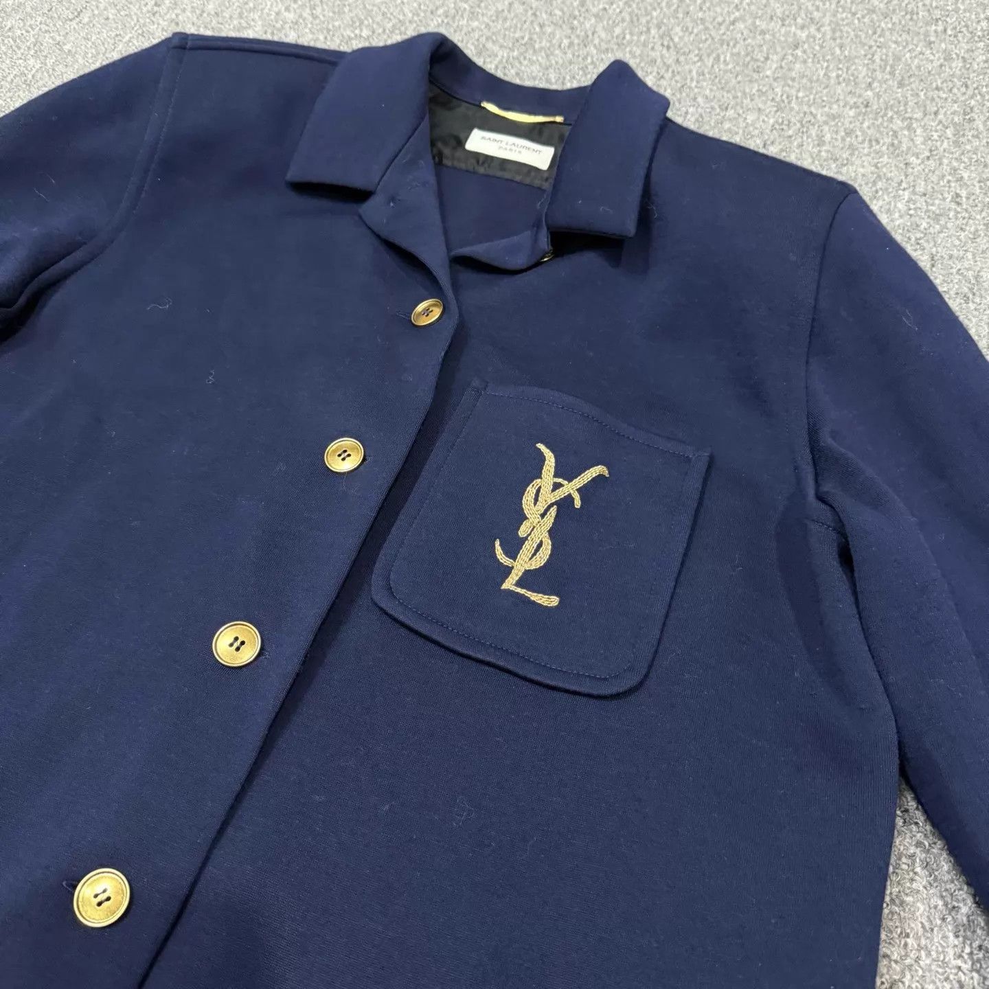 Saint Laurent Paris SLP navy blue wool gold embroidery jacket 40 Size S / US 4 / IT 40 - 3 Thumbnail