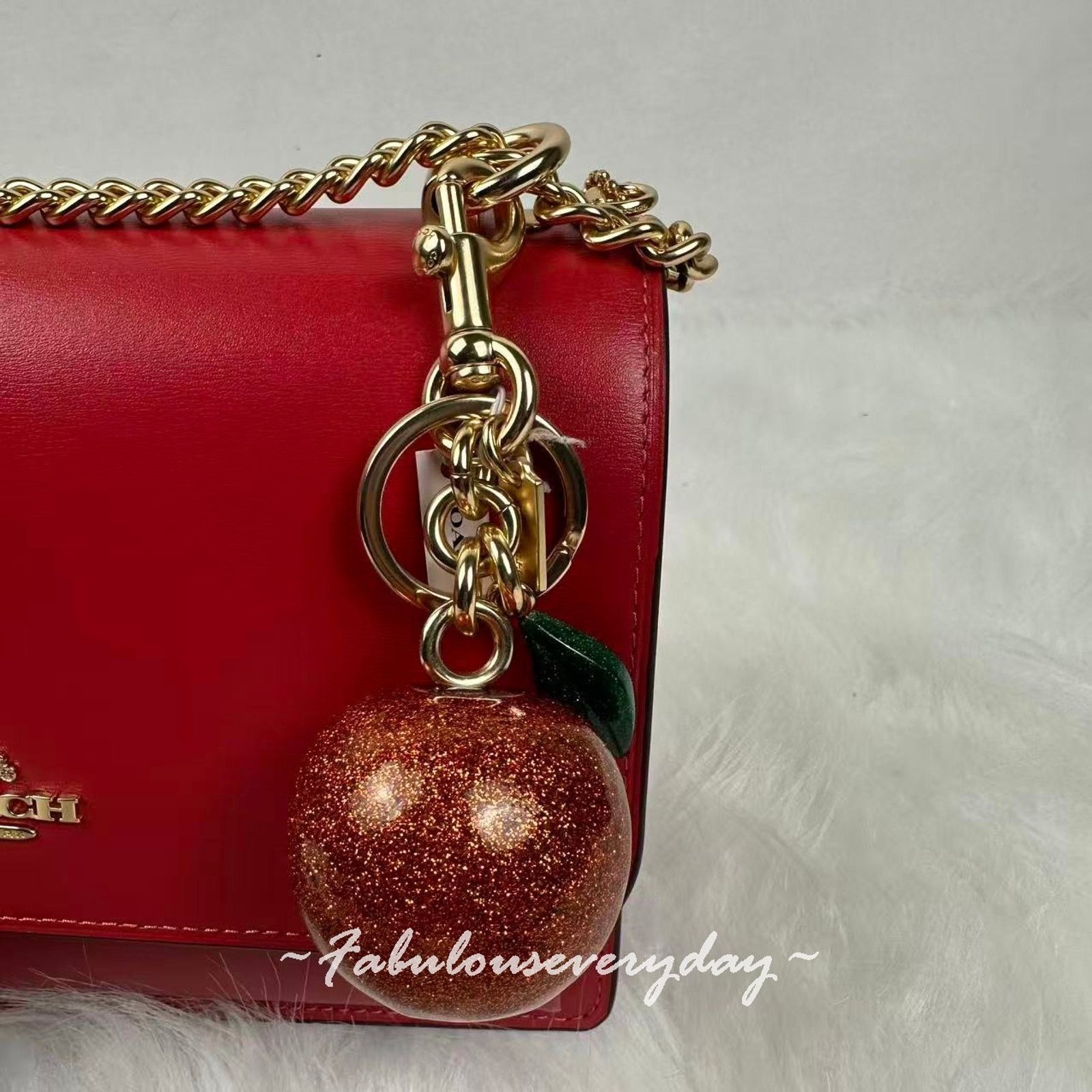 Coach Coach Orange Bag Charm Key Fob Gold /Spice Orange CAO51 NWT Size ONE SIZE - 1 Thumbnail
