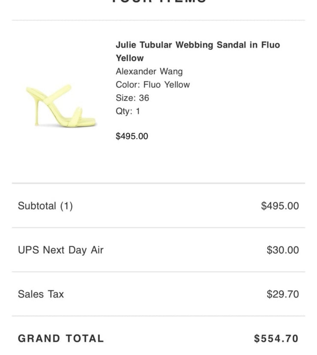 Alexander Wang Alexander Wang Julie Tubular Webbing Sandal in Fluo Yellow Size US 6 / IT 36 - 5 Thumbnail