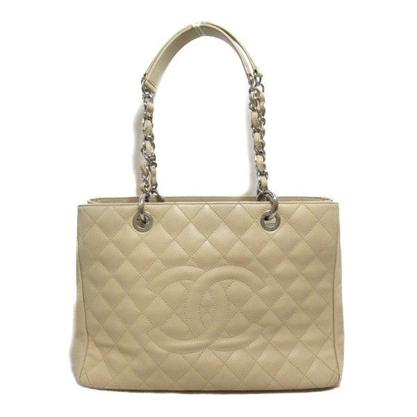 image of Chanel Cc Caviar Grand Shopping Tote in Beige, Women's