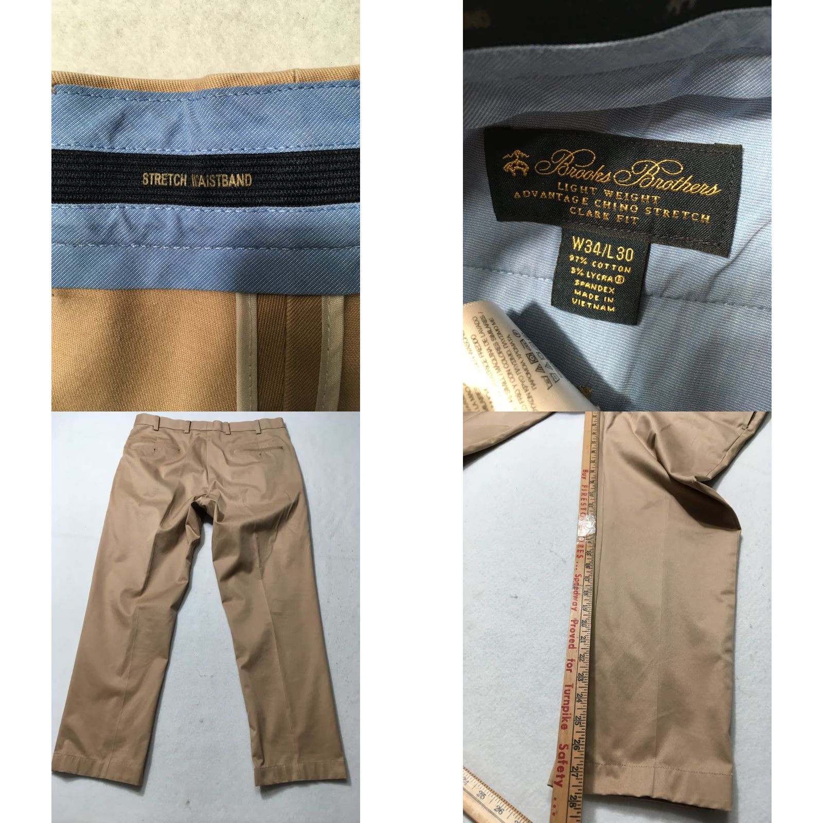 Brooks Brothers Brooks Brothers Clark Fit Advantage Chino Pants Mens 34x28 Beige Flat Front Regular Straight Belt Loops K Size US 34 / EU 50 - 8 Thumbnail