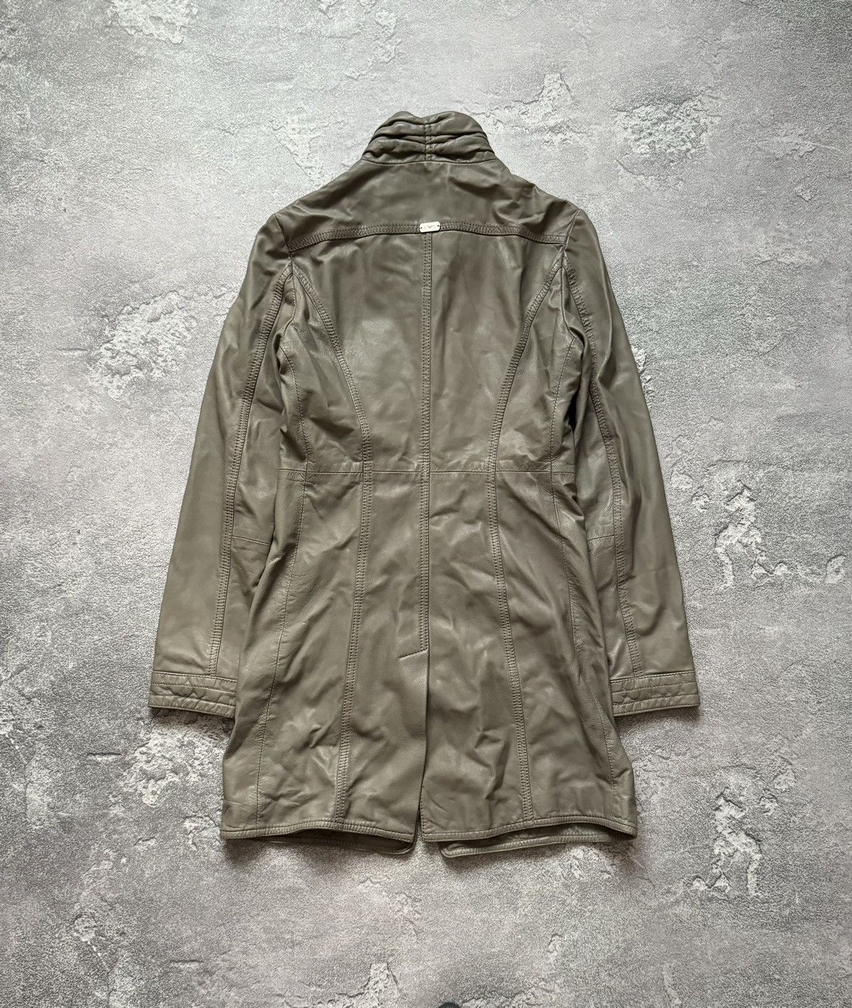 Armani × Emporio Armani Emporio Armani Jeans I38/US4/F34 long leather jacket coat Size S / US 4 / IT 40 - 16 Thumbnail