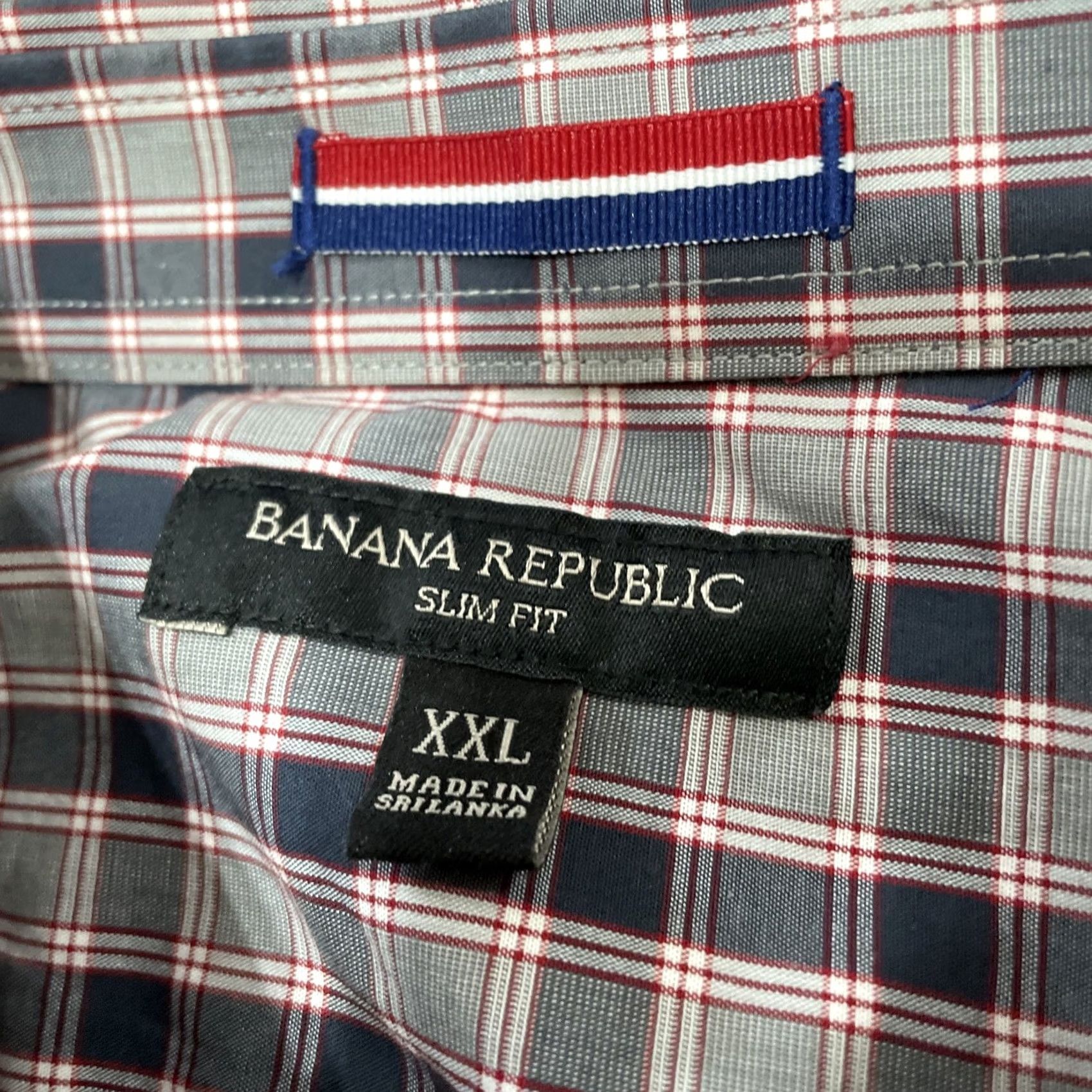 Banana Republic VINTAGE Banana Republic Button Shirt Men 2XL Slim Fit Plaid Shirt, Gray Red, Long Sleeve, Button-Up, Classic, 2014, Casual, Business, 2XL Mens Size US XXL / EU 58 / 5 - 4 Thumbnail