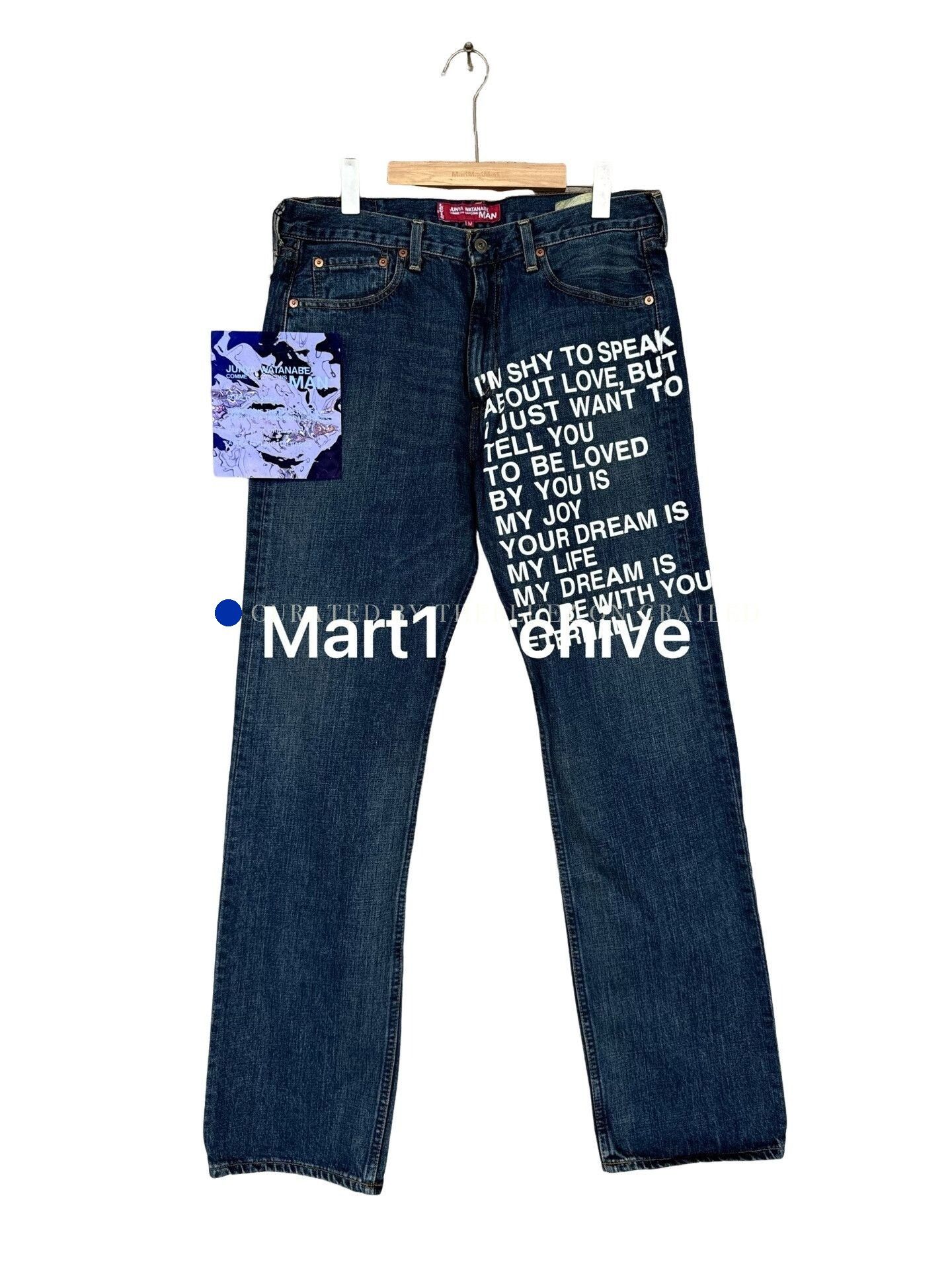 Junya Watanabe Blue Denim Jeans with White Text Print Size US 32 / EU 48 - 1 Thumbnail