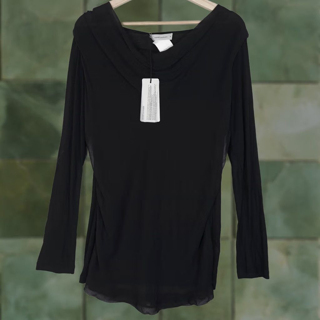 Vintage RENE LEZARD Tunic Women 42 Black Sheer Cowl Neck Lyocell Silk Flowy Tunic Size M / US 6-8 / IT 42-44 - 1 Thumbnail
