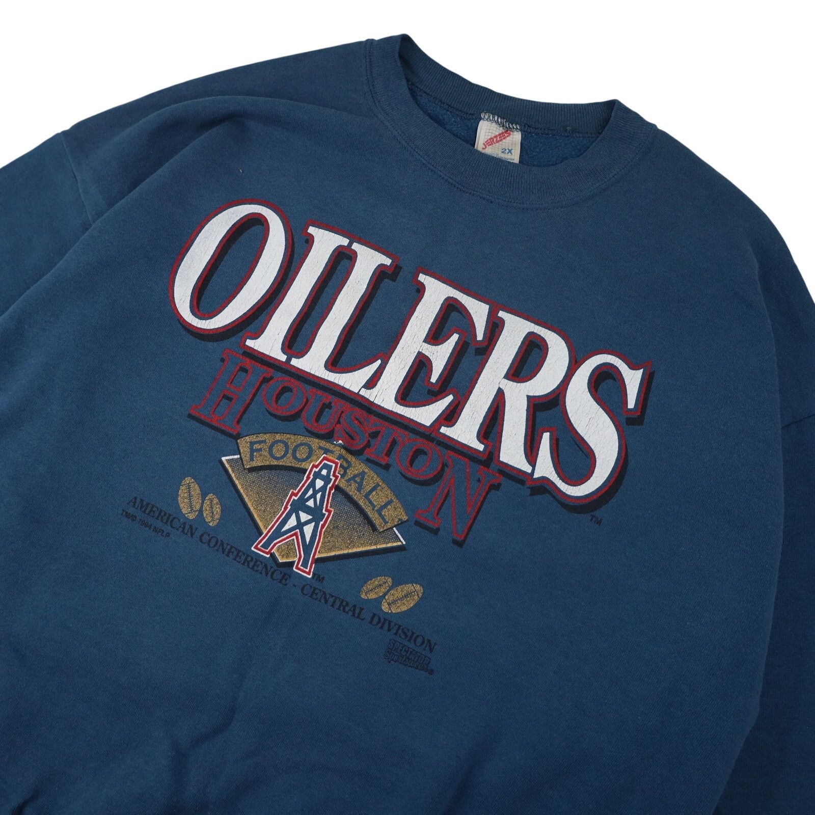 NFL × Vintage Vintage Houston Oilers Spellout Graphic Sweatshirt Size US XXL / EU 58 / 5 - 2 Thumbnail
