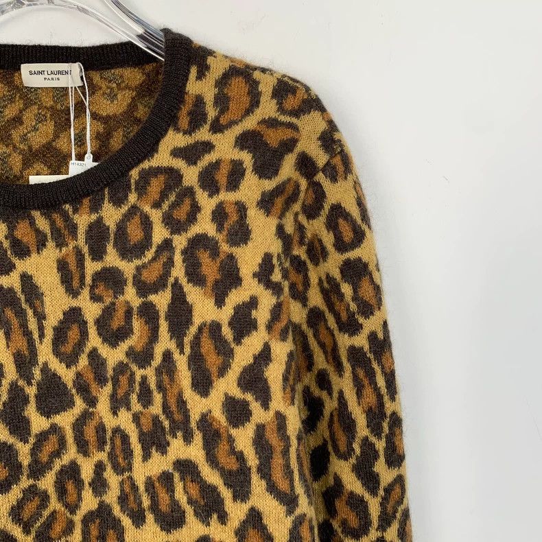 Saint Laurent Paris Saint Laurent Brown leopard-print wool crewneck long-sleeve Size US M / EU 48-50 / 2 - 3 Thumbnail