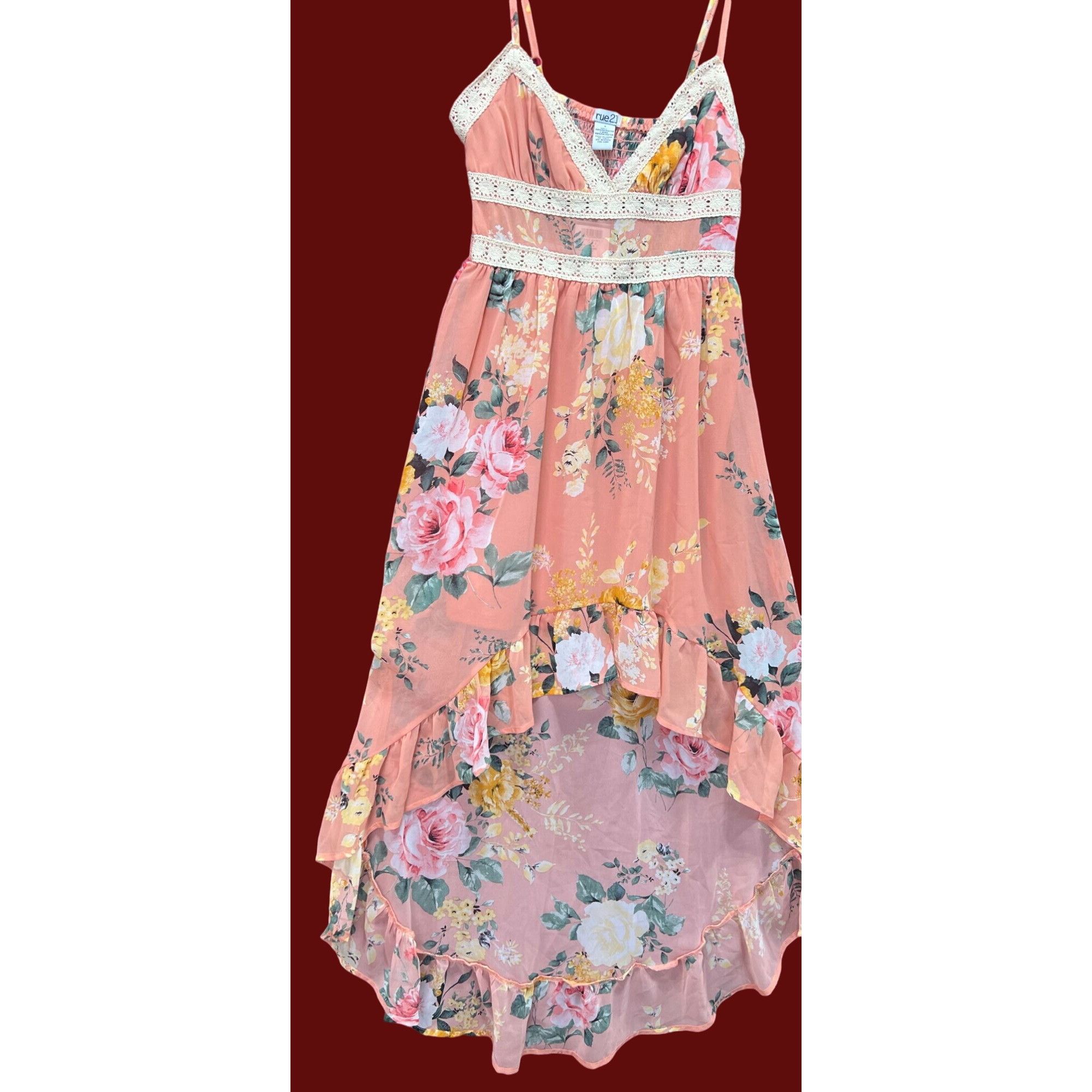 rue21 Rue 21 - Women's Summer Sleeveless High Low Hem Ruffle Flora Size S / US 4 / IT 40 - 22 Thumbnail