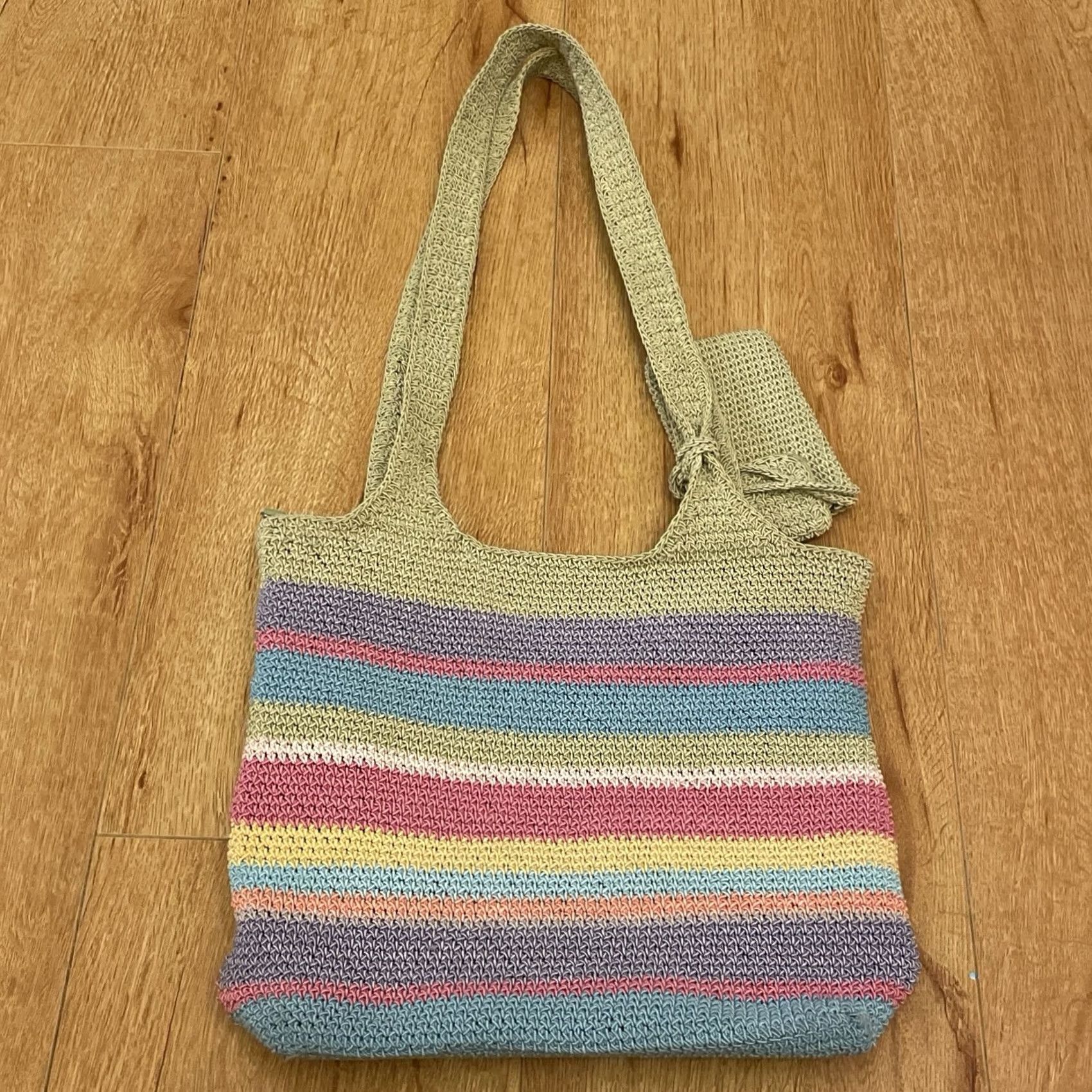 Vintage VINTAGE Frankie & Johnnie Striped Zippered Crocheted Knitted Shoulder Bag Purse Size ONE SIZE - 2 Thumbnail