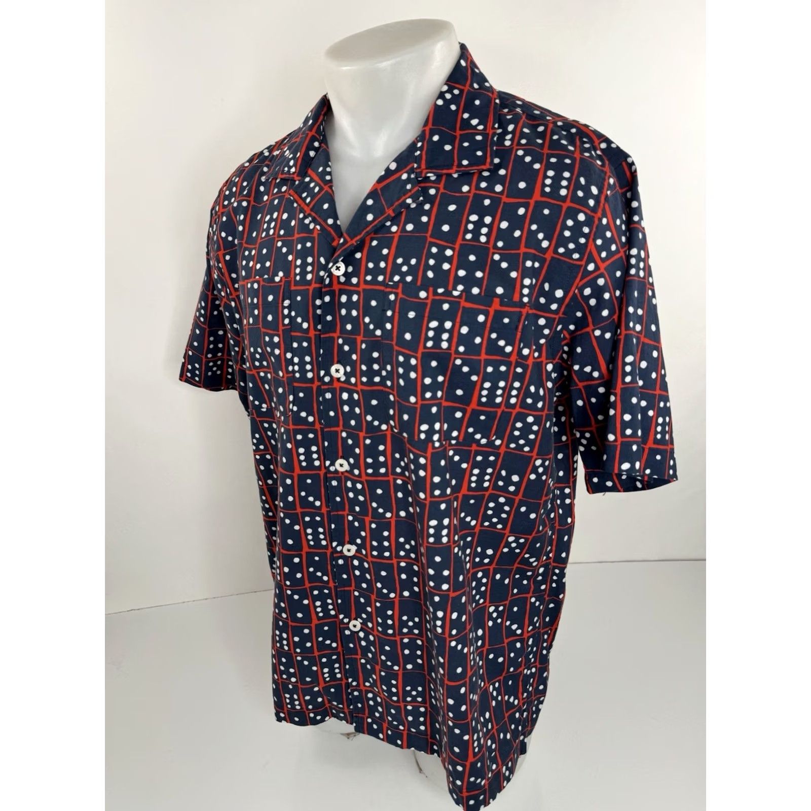 Todd Snyder TODD SNYDER / ALBIATE - DOMINO Print Loop Collar Mens L Shirt Size US L / EU 52-54 / 3 - 3 Thumbnail