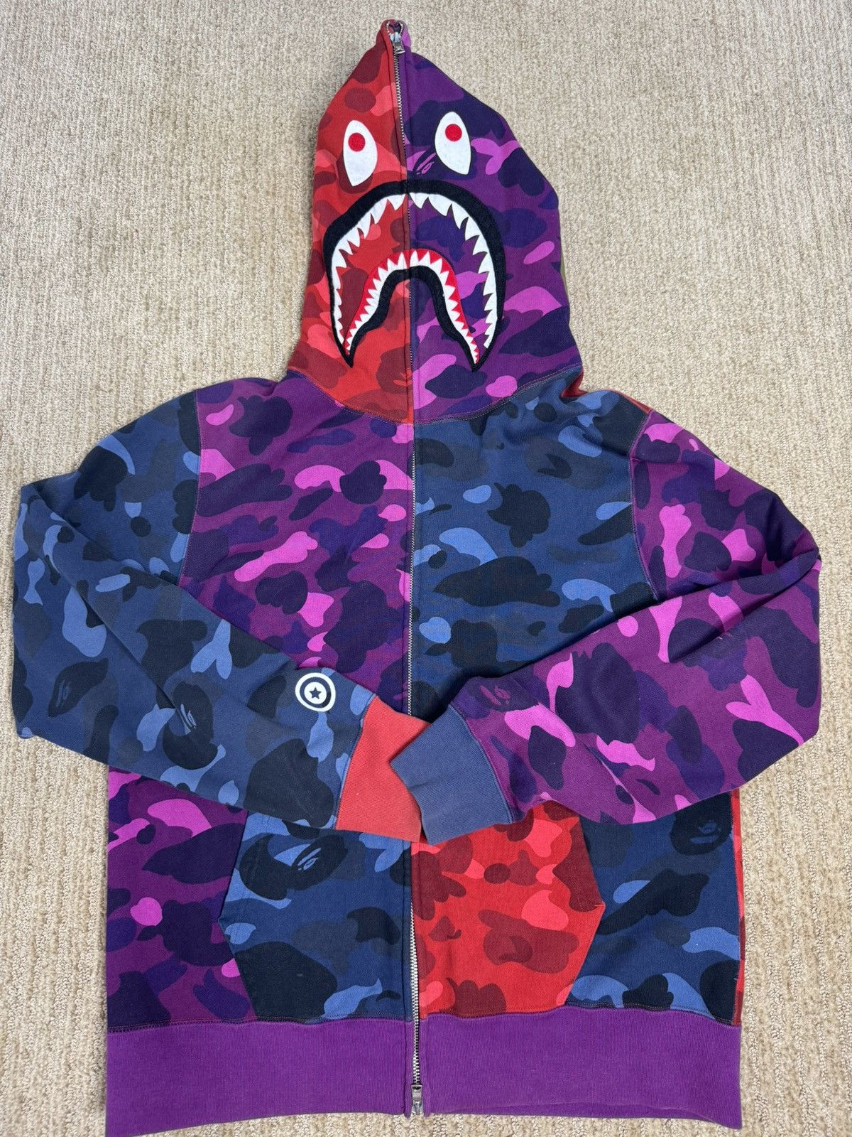 Bape BAPE Color Camo Crazy Shark Full Zip Hoodie Size US XL / EU 56 / 4 - 2 Thumbnail