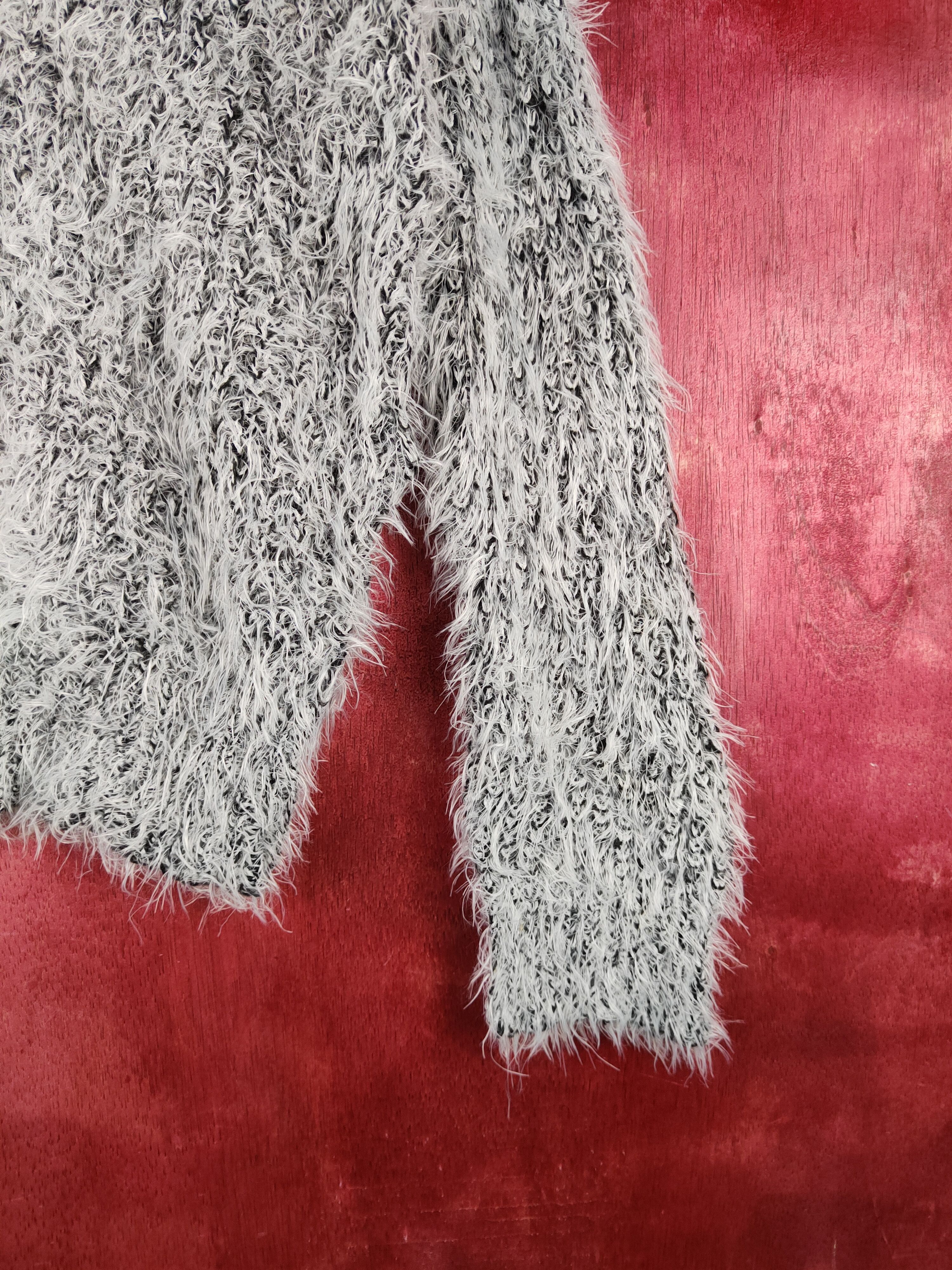 Homespun Knitwear Blue Strive White Shag Shaggy Fur Mohair Knitwear #S1985 Size L / US 10 / IT 46 - 6 Thumbnail