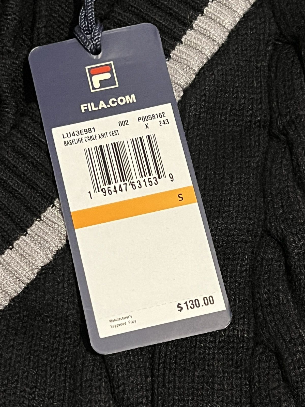 Fila Fila Men's Baseline Cable Knit Vest Black Size Small Size US S / EU 44-46 / 1 - 2 Thumbnail