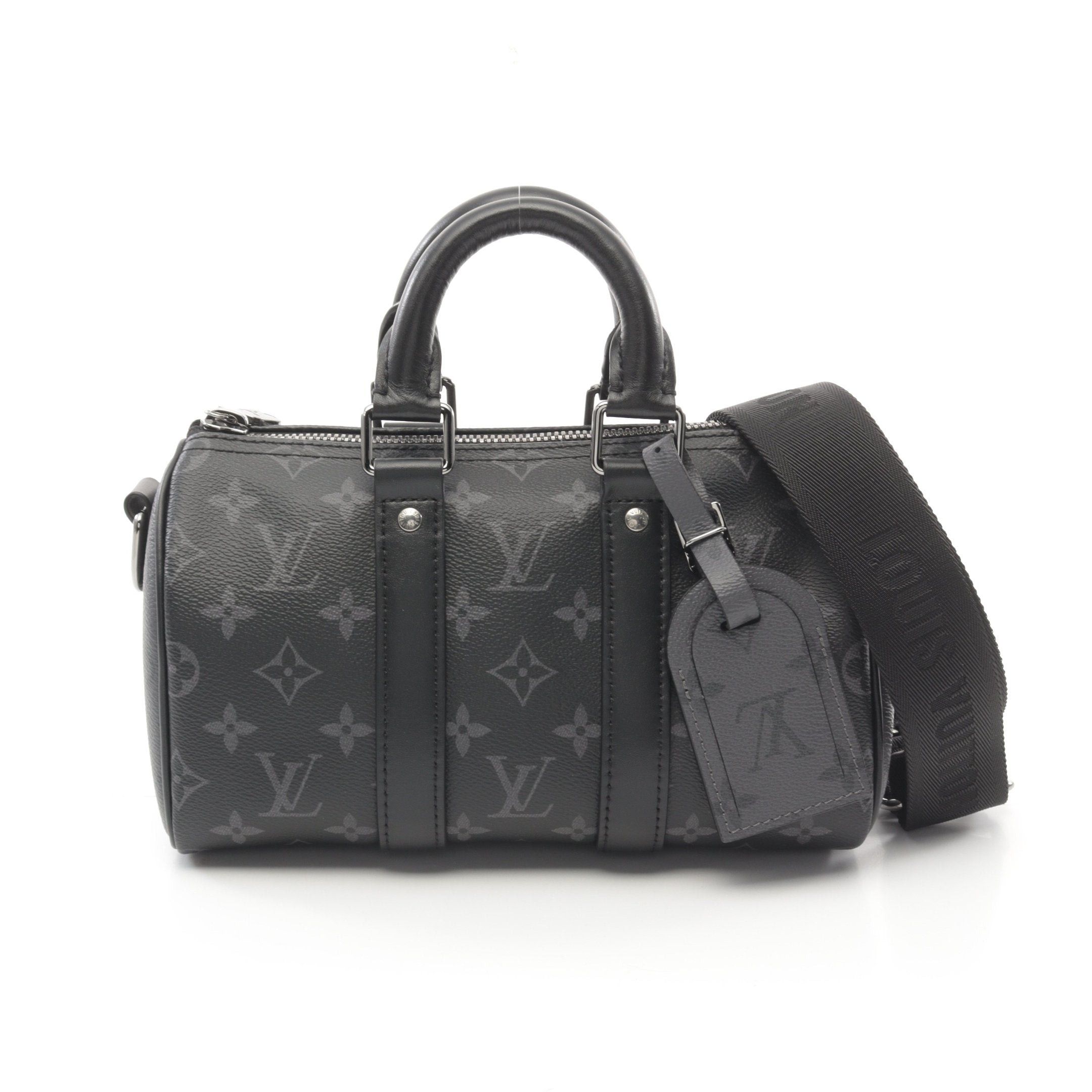 Louis Vuitton Louis Vuitton Keepall 25 Monogram Eclipse Handbag Leather Black Gray Size ONE SIZE - 1 Thumbnail