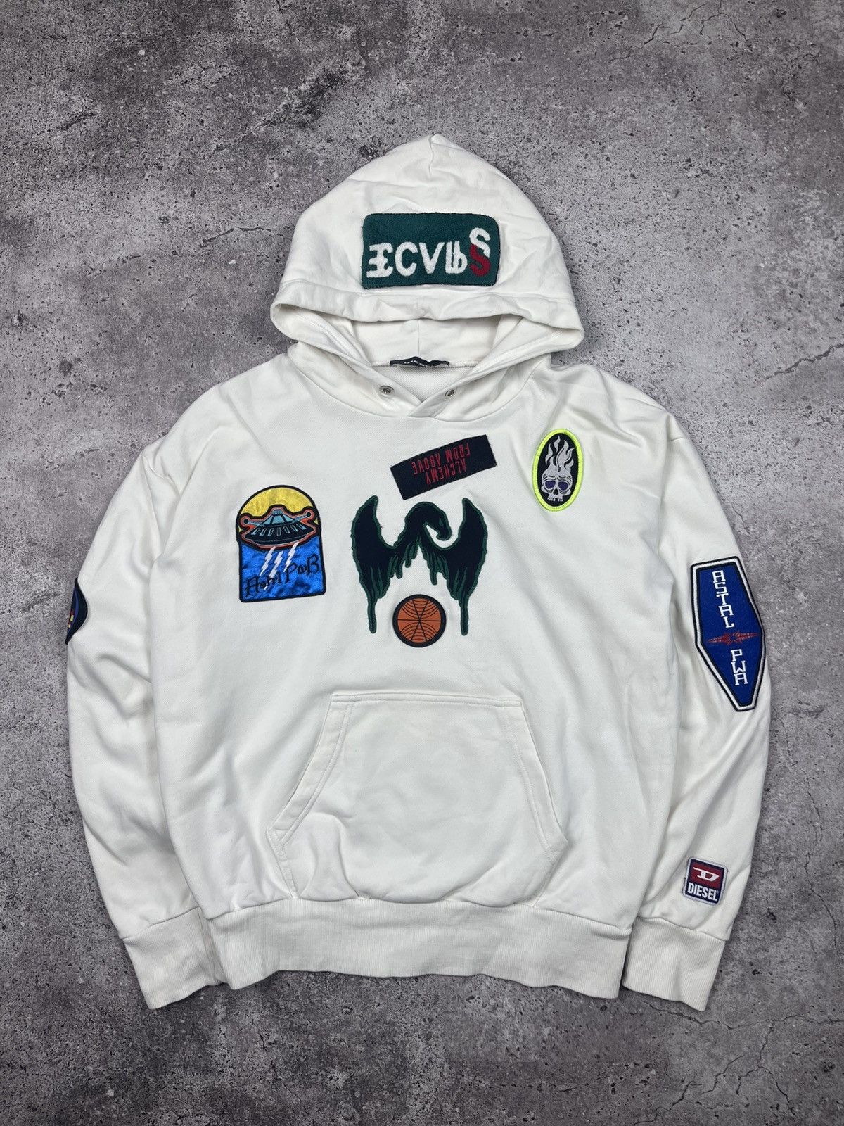 Designer × Diesel Diesel Hoodie White Size S Y2k Size US S / EU 44-46 / 1 - 1 Thumbnail