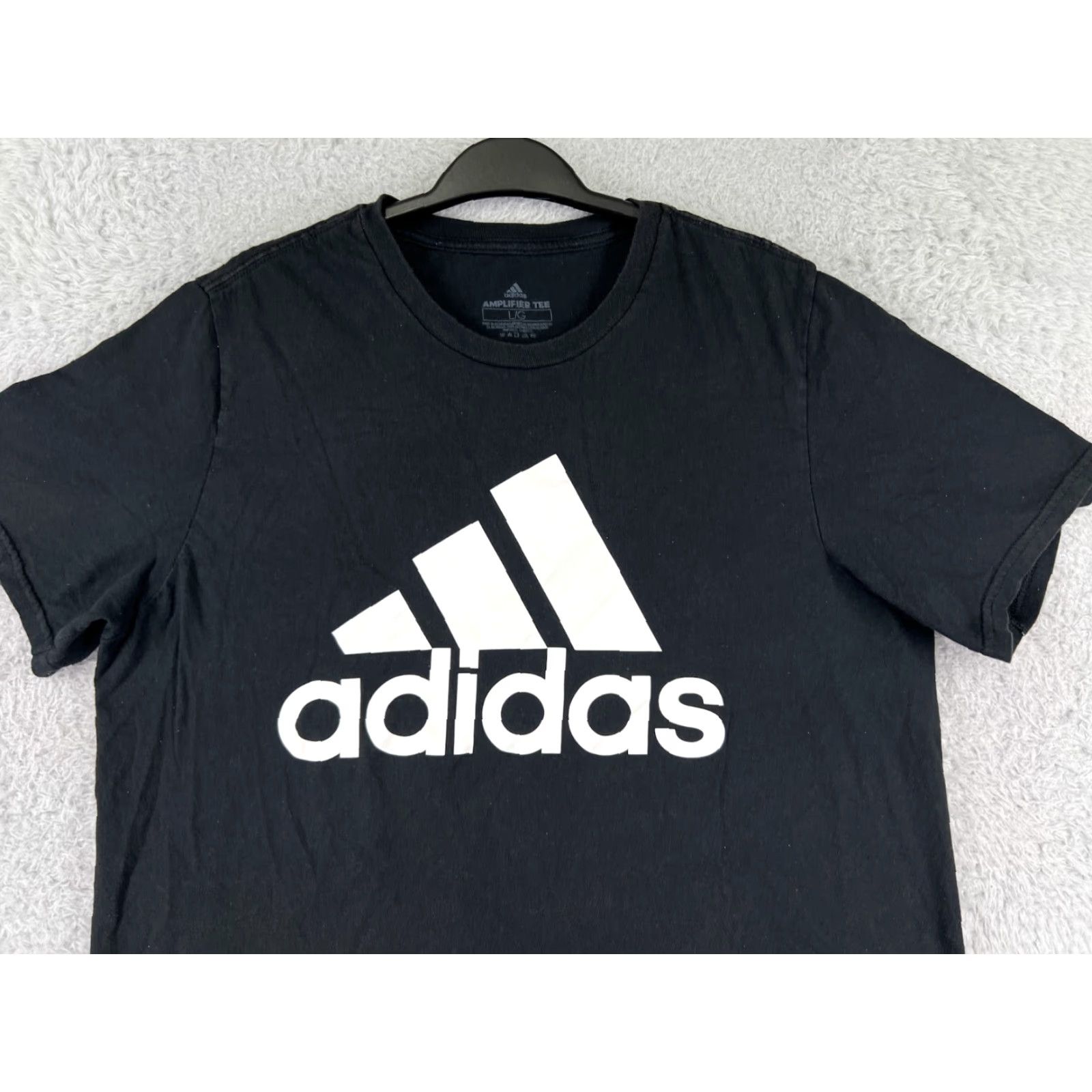 Adidas Adidas Shirt Men Large Black Logo 100% Cotton Stretch Short Sleeve Crew T-Shirt Mens Size US L / EU 52-54 / 3 - 5 Thumbnail