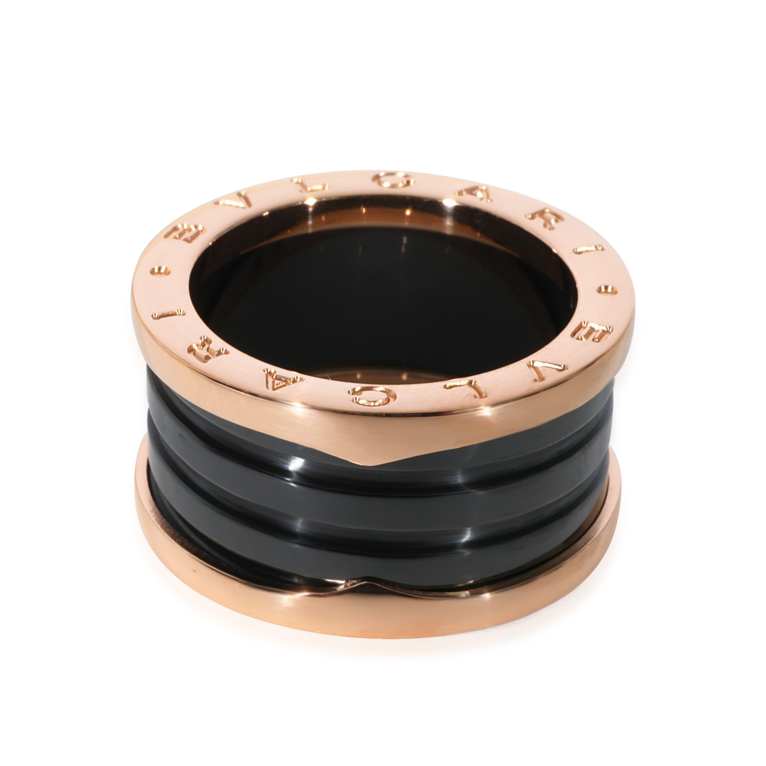image of Bvlgari B.zero1 Fashion Ring In 18K Rose Gold/ceramic, Women's