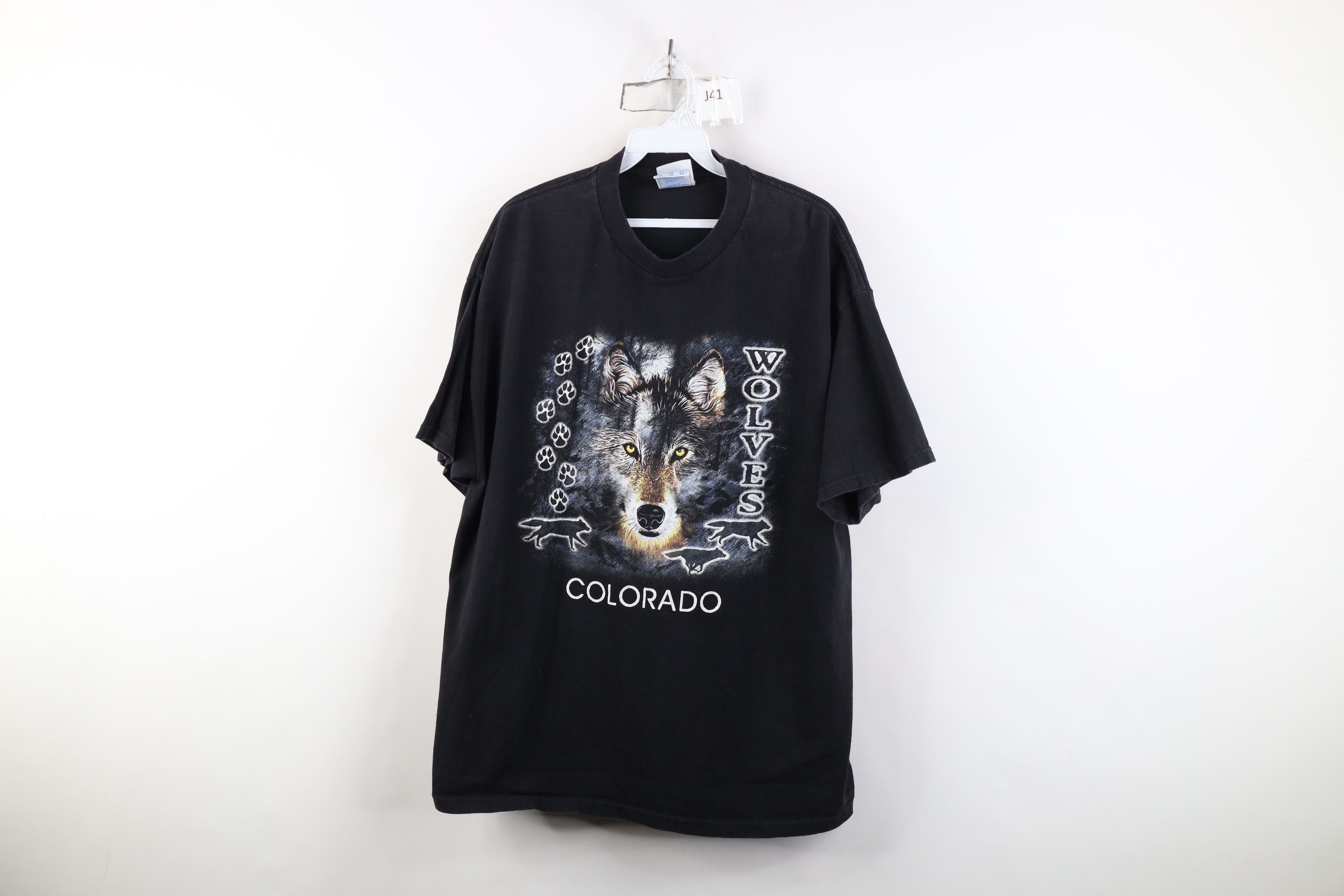 Vintage Vintage 90s Streetwear Wolves Short Sleeve T-Shirt Black Size US XL / EU 56 / 4 - 1 Thumbnail