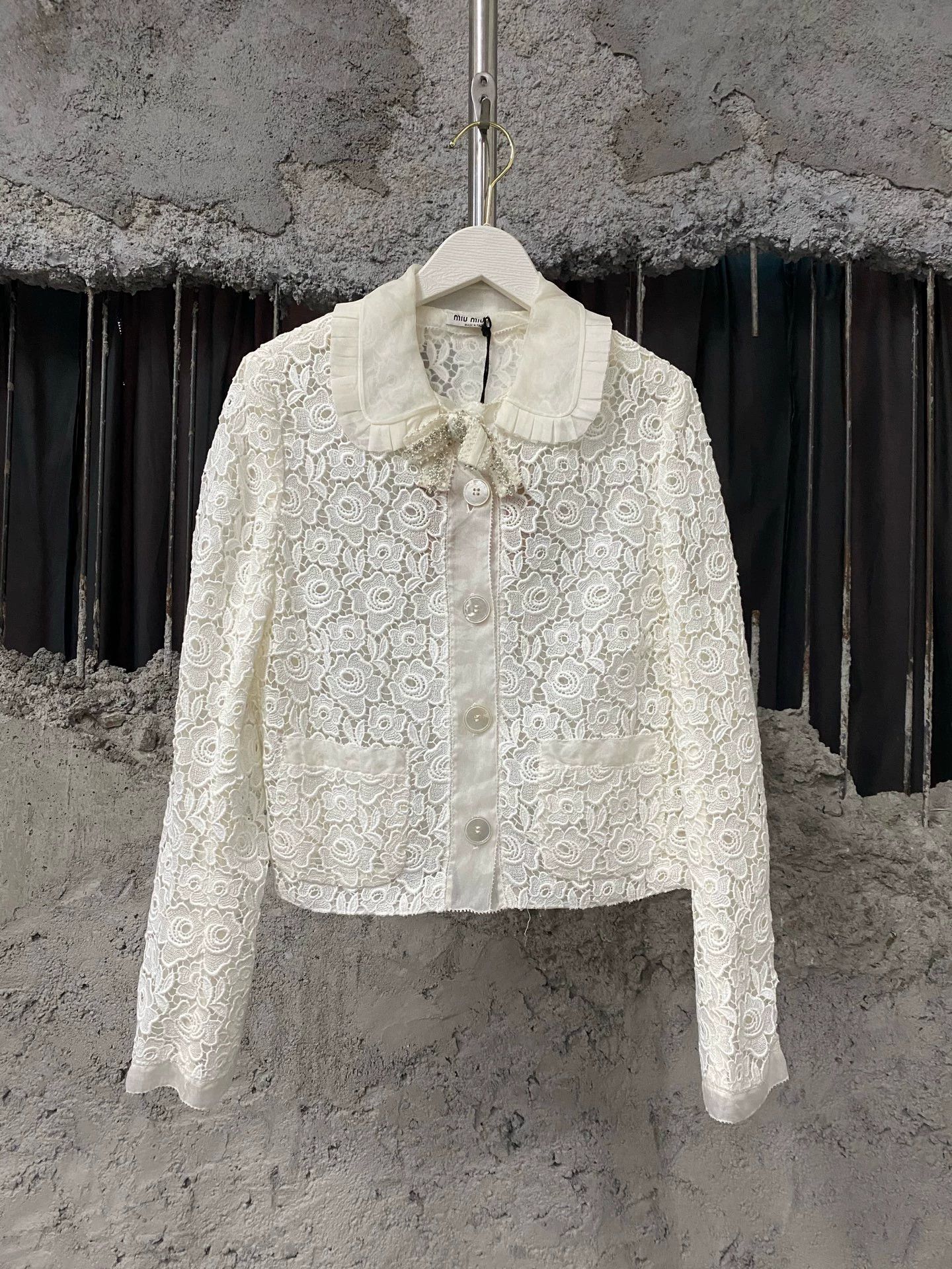Miu Miu MIU MIU Lace Cutout Bow Jacket Size S / US 4 / IT 40 - 1 Thumbnail