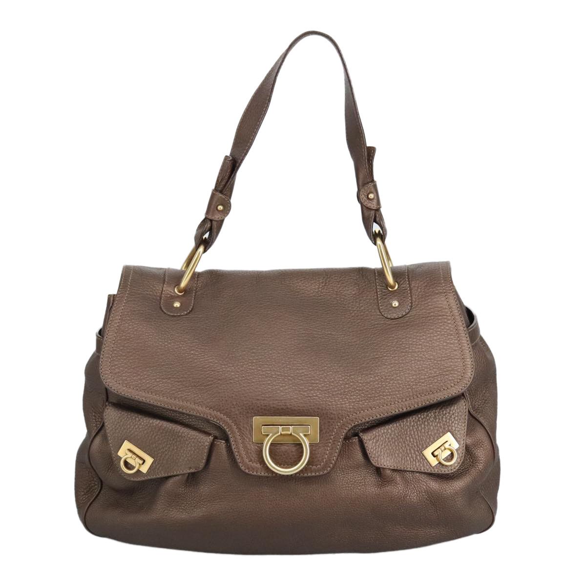 Salvatore Ferragamo Gancini Brown Leather Shoulder Bag (Pre-Owned) Size ONE SIZE - 1 Thumbnail
