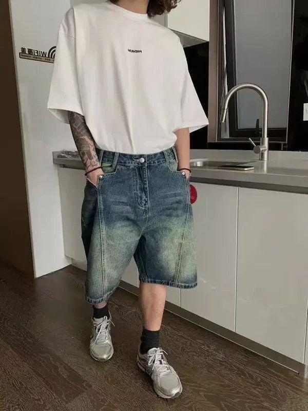 Japanese Brand Kokubu x Kumi Blue street distressed washed denim shorts y2k Size US 32 / EU 48 - 3 Thumbnail