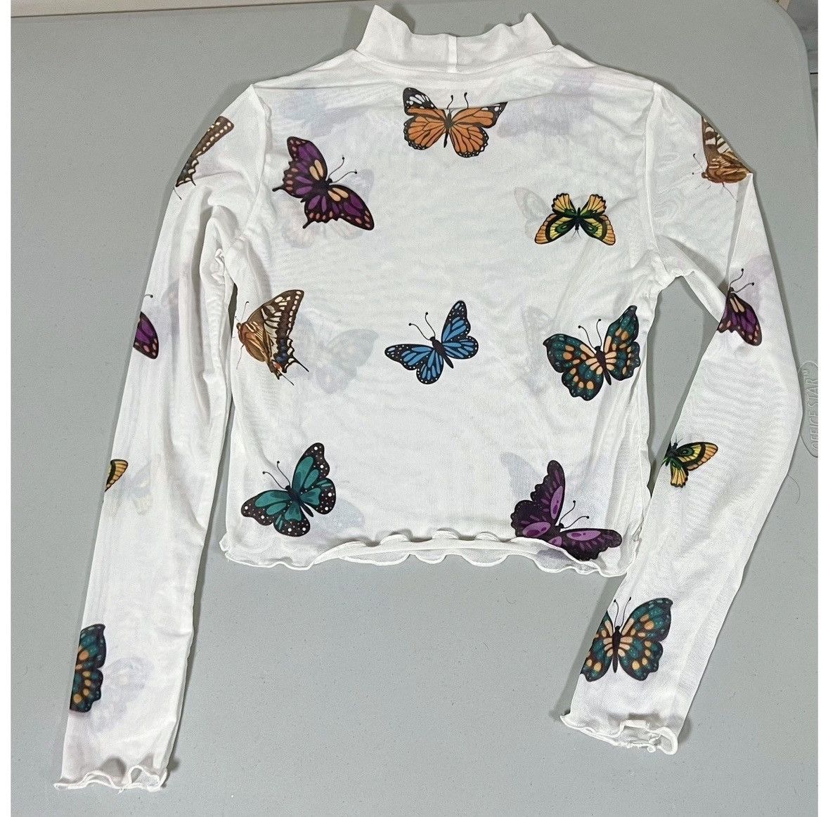 Japanese Brand White Butterfly Long Sleeve Turtleneck Top Blouse Size S 🦋✨ Size S / US 4 / IT 40 - 4 Thumbnail