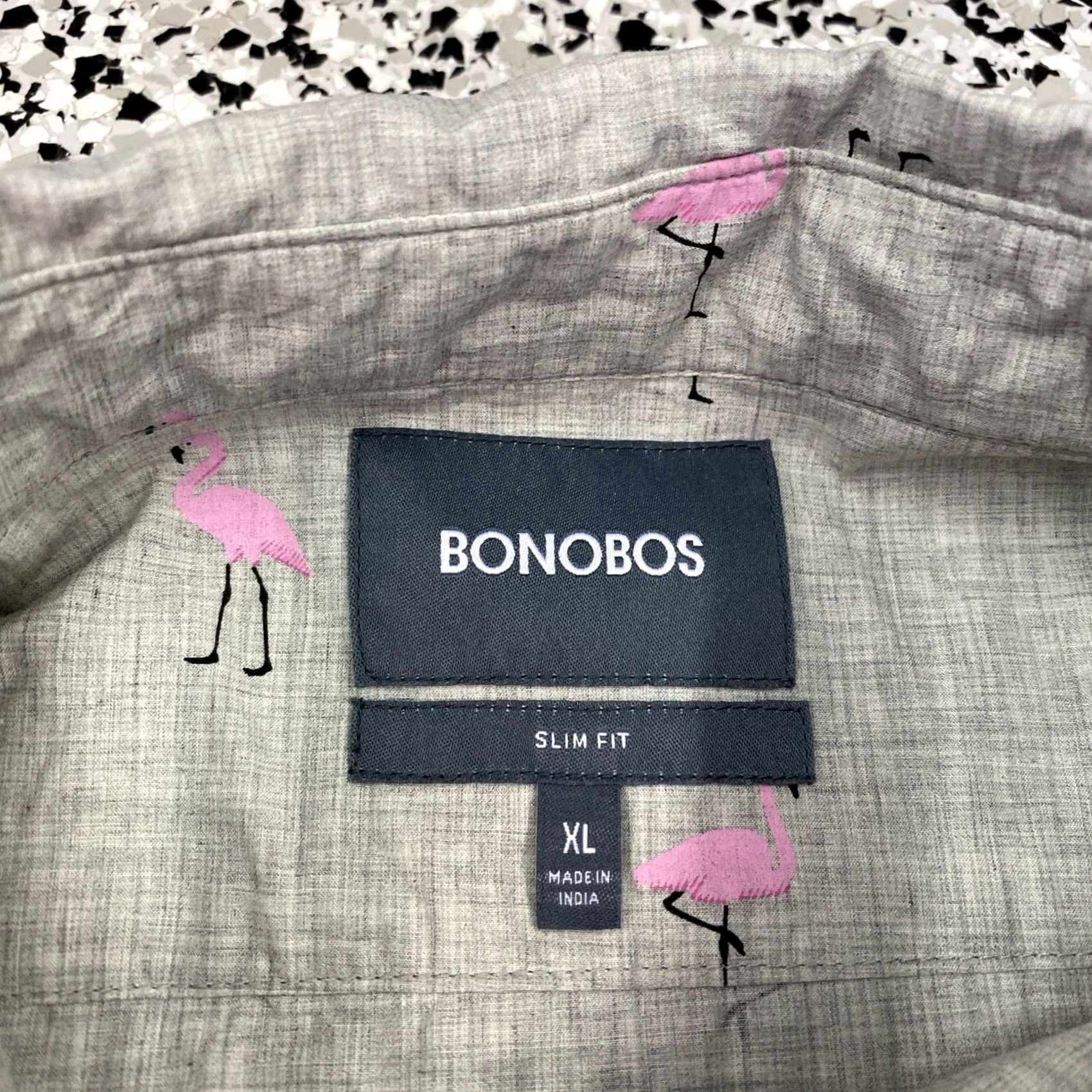 Bonobos VINTAGE Bonobos Shirt Mens XL Slim Gray Pink Flamingo Button Up Long Sleeve Casual Size US XL / EU 56 / 4 - 2 Thumbnail