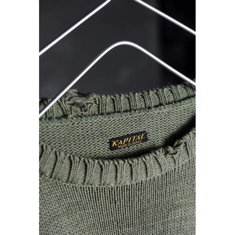 Kapital KAPITAL Smiley Patch Knit Distressed Sweatshirt Crewneck Size US L / EU 52-54 / 3 - 8 Thumbnail