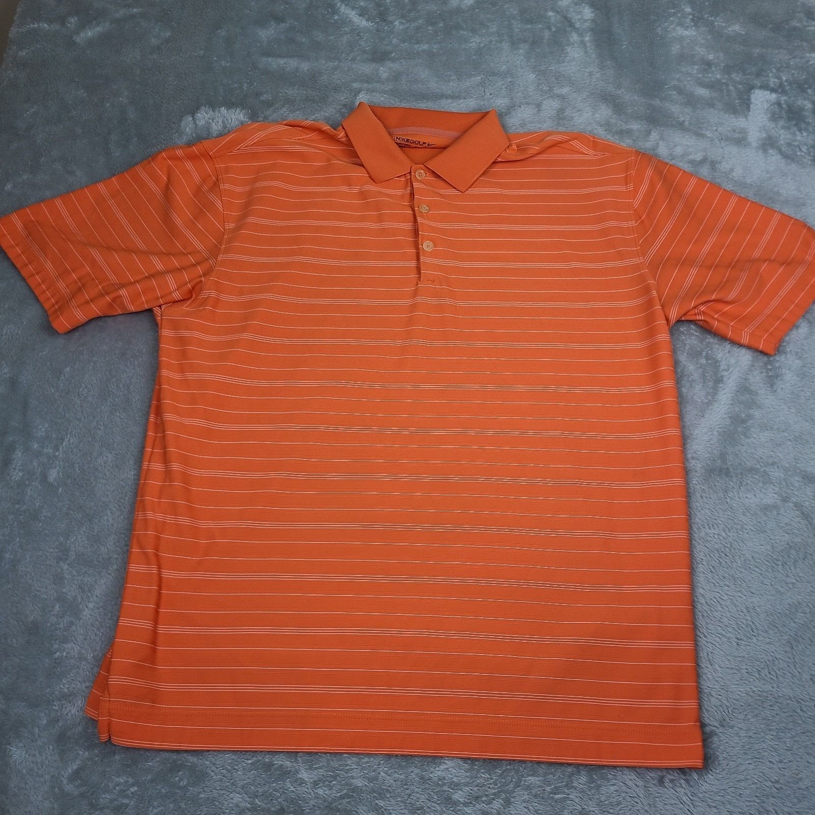Nike Nike Golf Polo Shirt Men's Large Orange Stripe Stretch Short Size US L / EU 52-54 / 3 - 1 Thumbnail