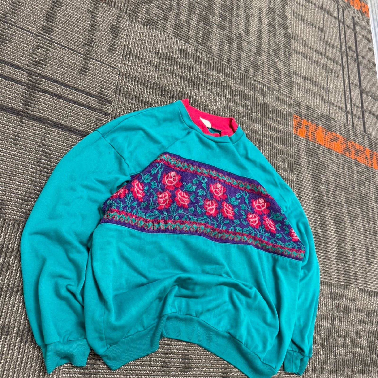 Other Women’s Vintage 90’s Floral Knit Crewneck – Size Large Size L / US 10 / IT 46 - 2 Thumbnail
