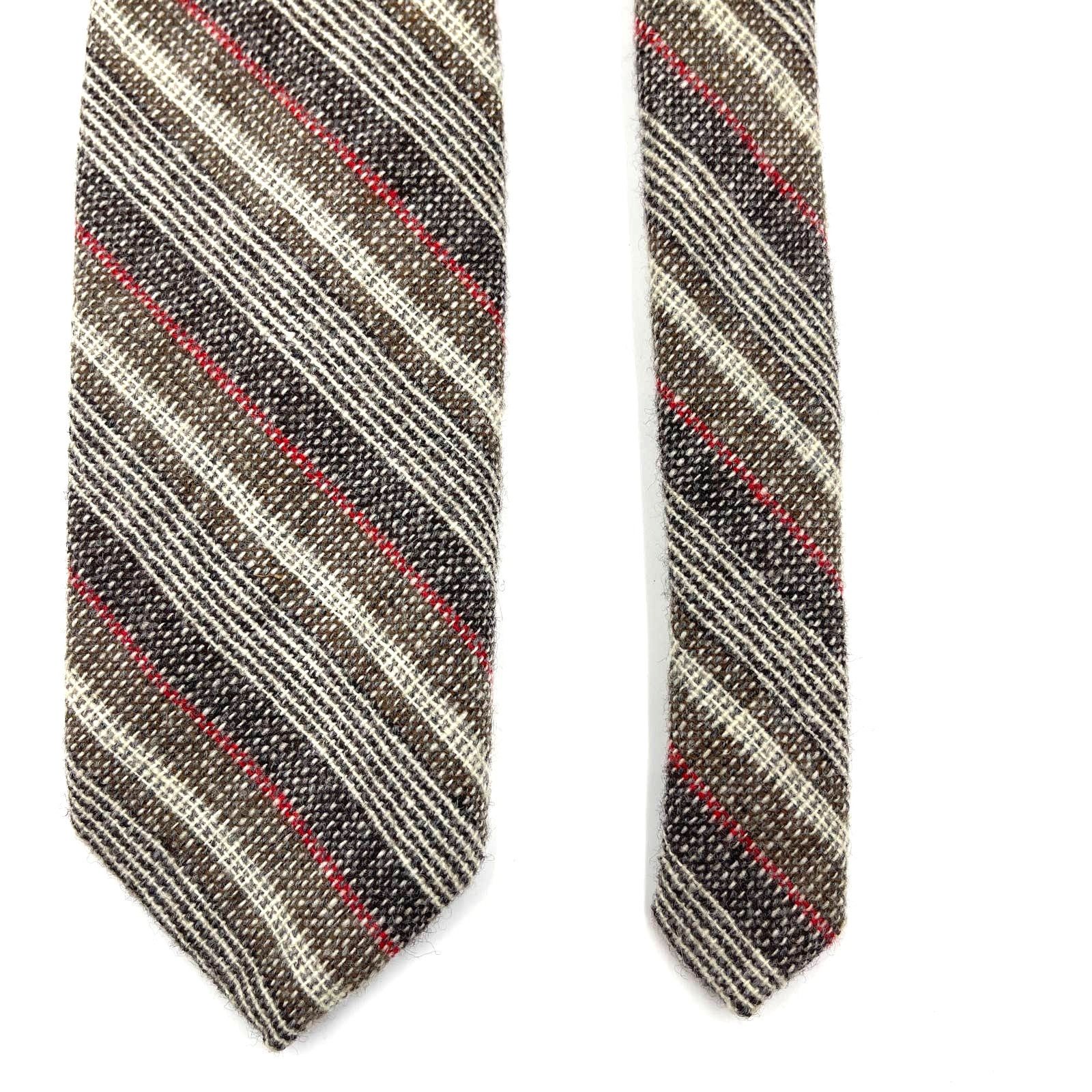 Austin Reed × Vintage Austin Reed Regent Street Wool Stripe Tie Vintage Brown Red Size ONE SIZE - 4 Thumbnail