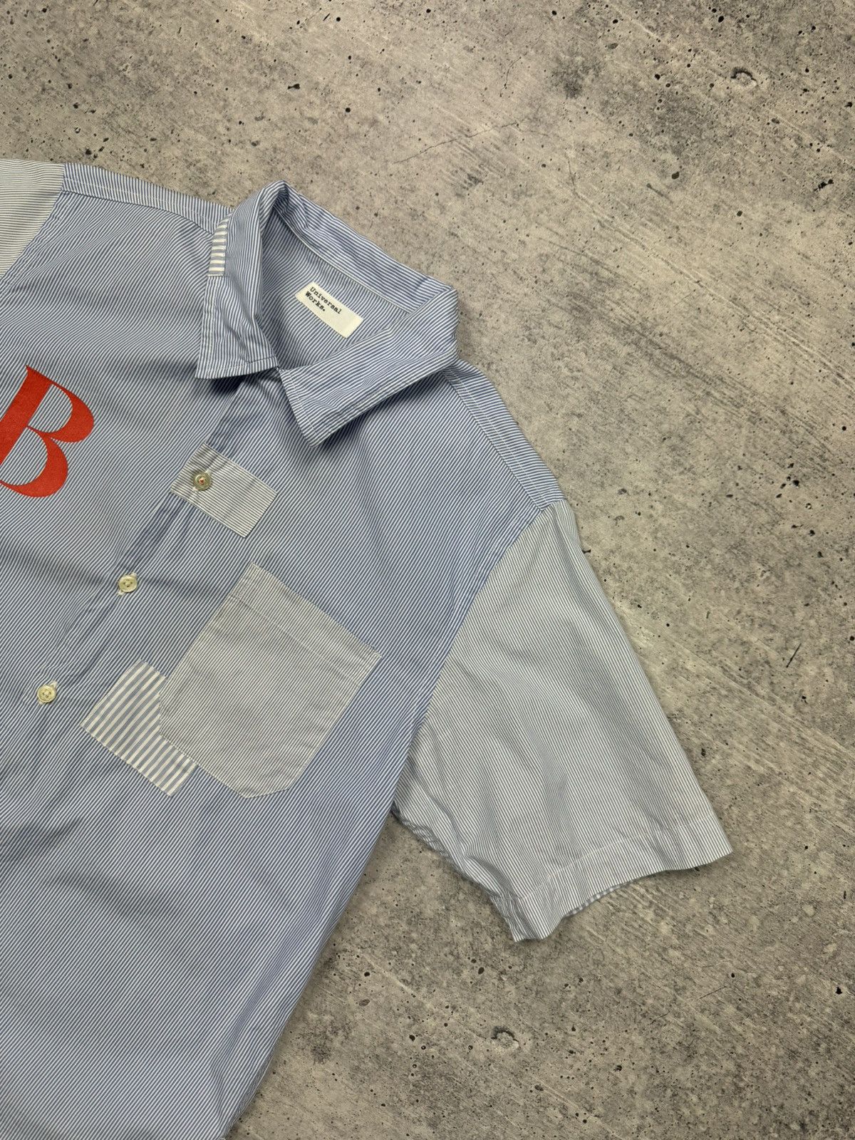 Universal Works Vintage Universal Works Big Logo Patchwork Button Shirt Y2K Size US S / EU 44-46 / 1 - 6 Thumbnail