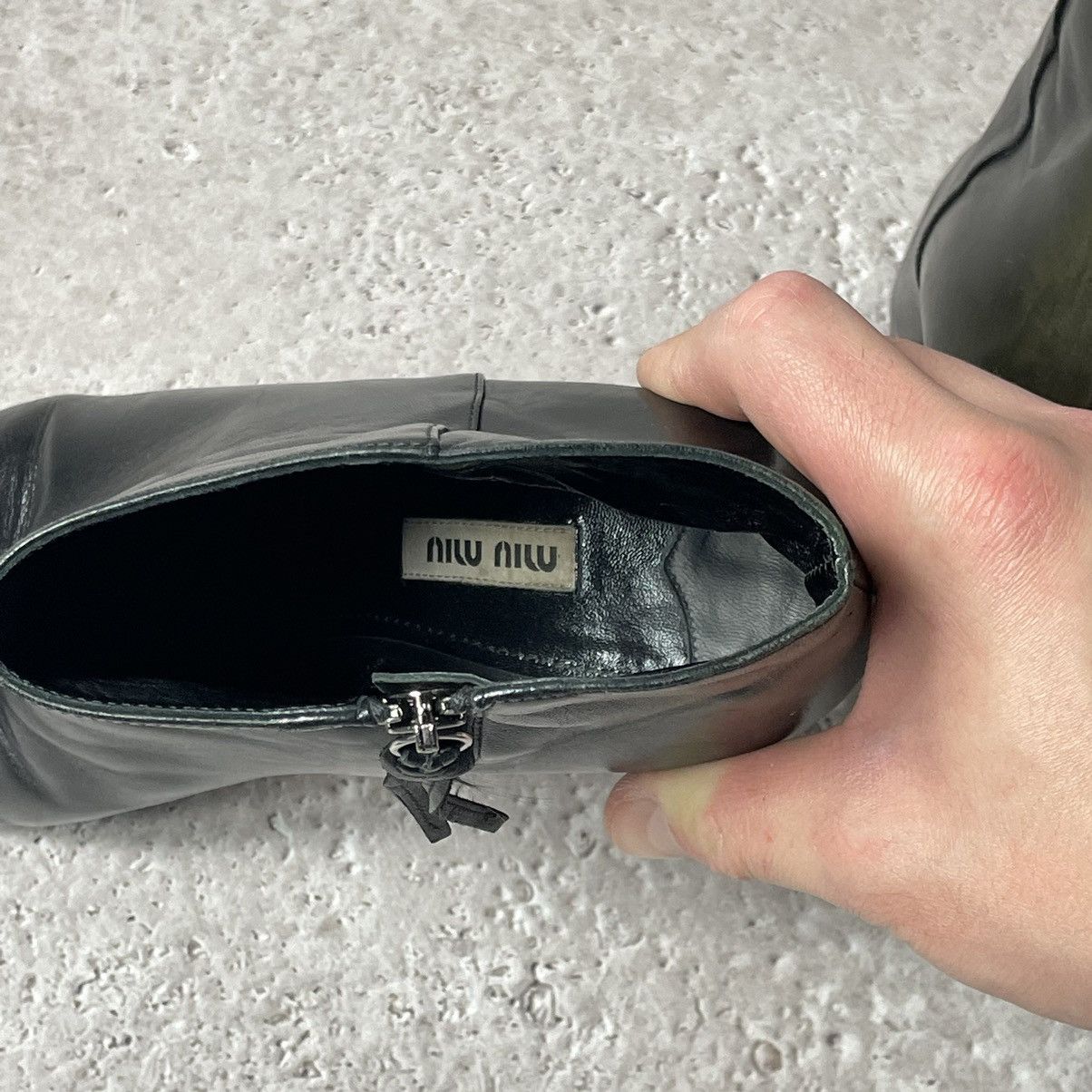 Prada × Vintage Mi Miu Black Leather Ankle Boots sz 39 Size US 9.5 / IT 39.5 - 14 Thumbnail