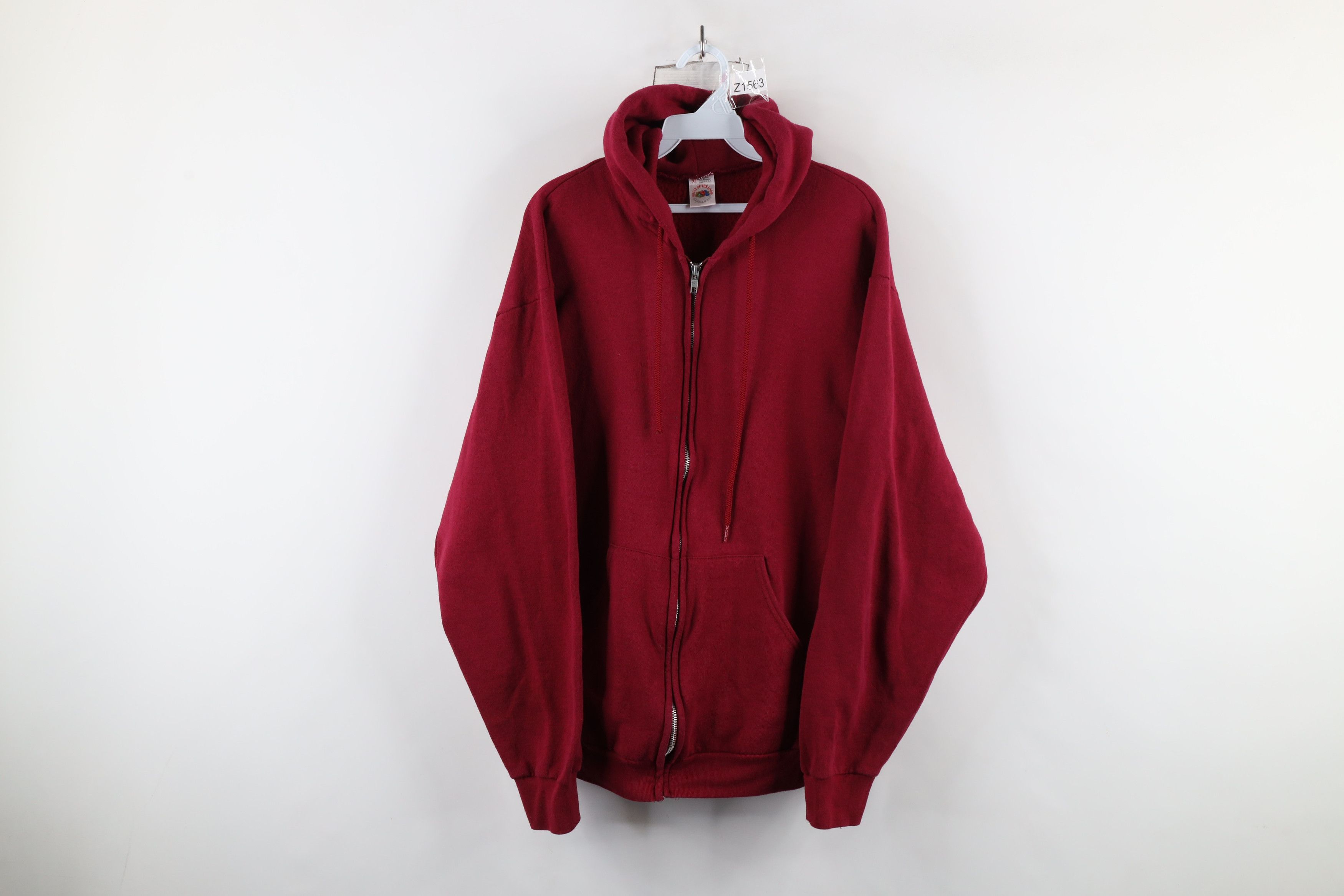 Vintage Vintage 90s Streetwear Full Zip Hoodie Sweatshirt Red USA Size US XL / EU 56 / 4 - 1 Thumbnail