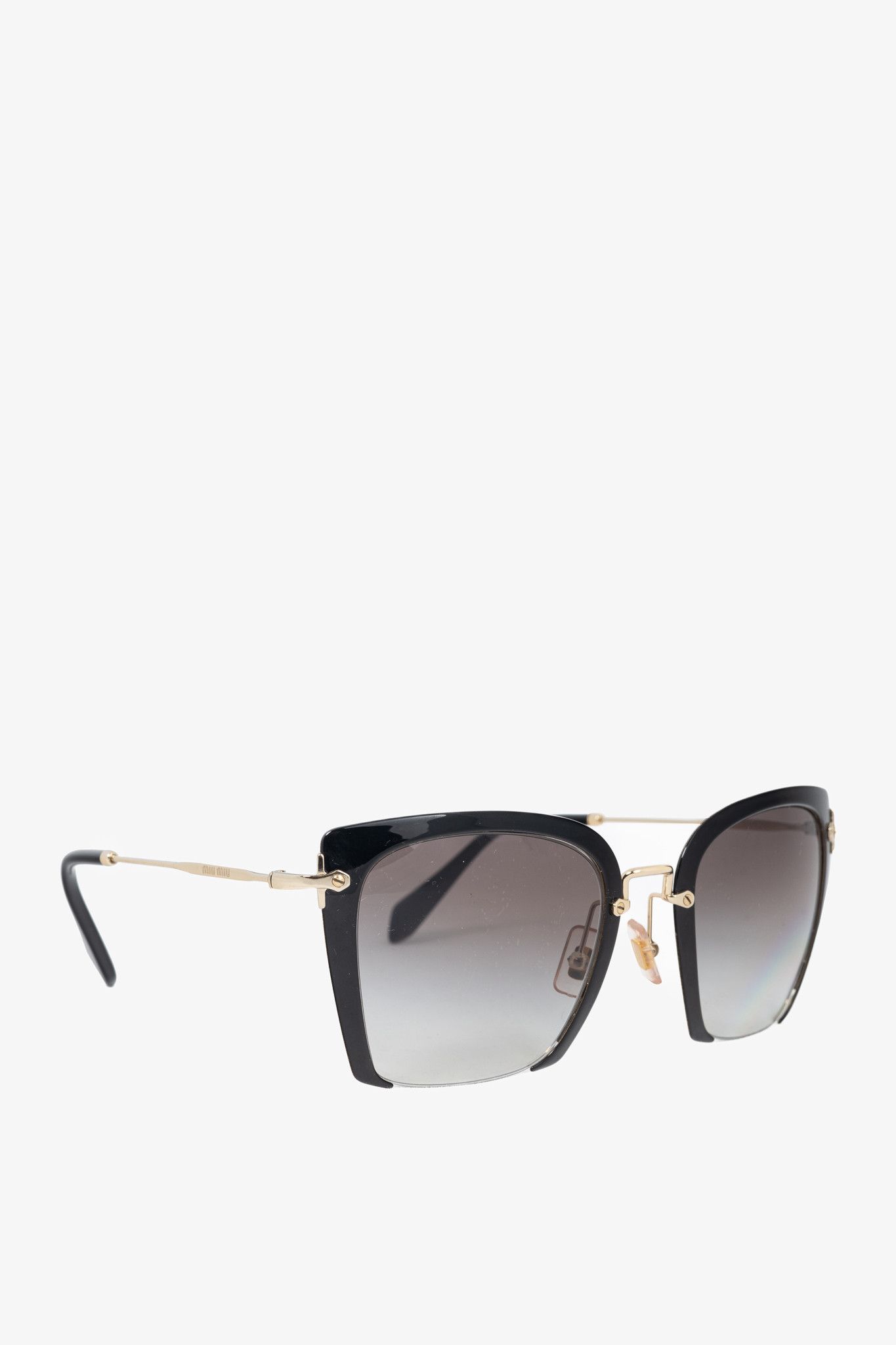 Miu Miu Miu Miu SMU 52R Black & Gold Square Sunglasses Size ONE SIZE - 1 Thumbnail