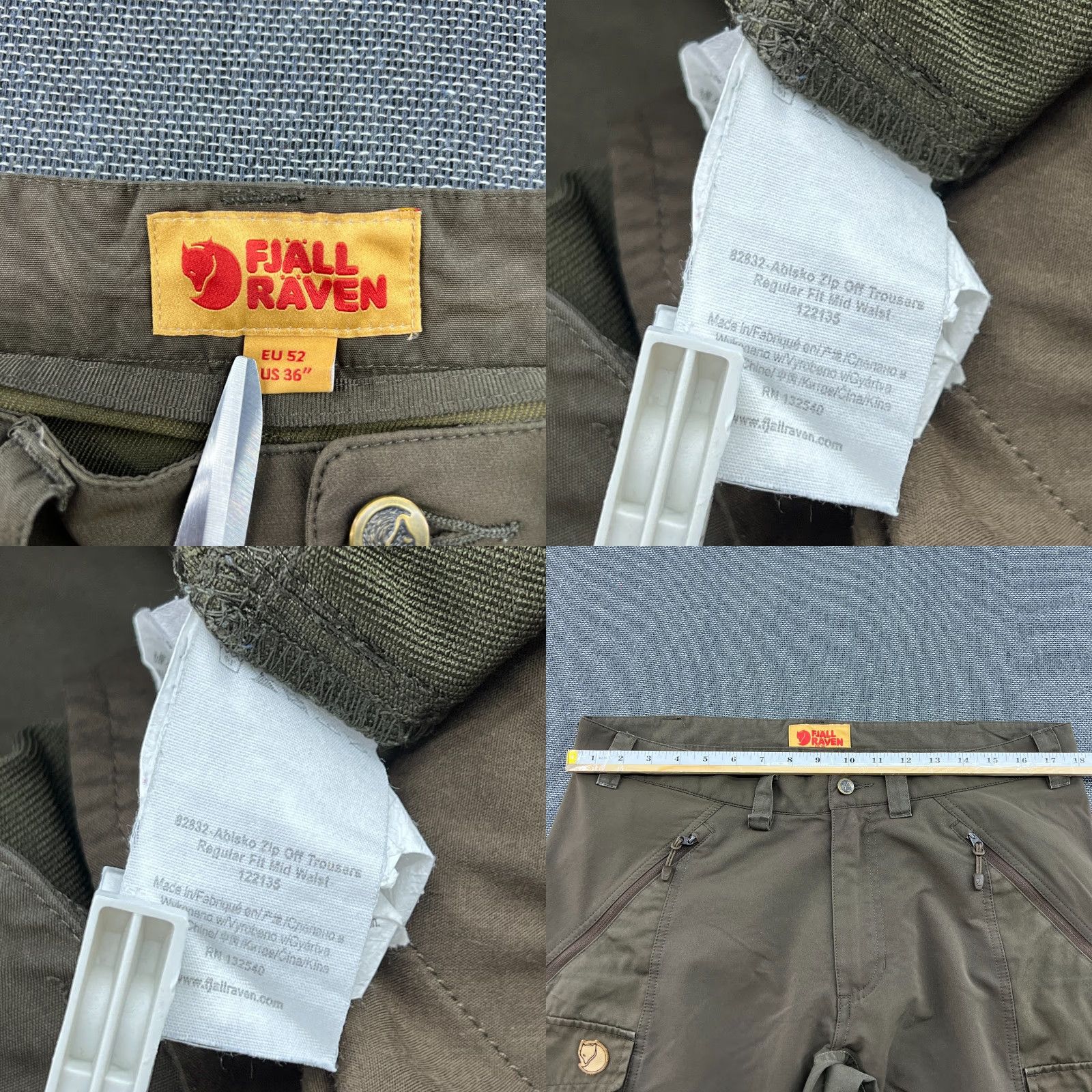 Vintage Fjällräven Abisko Zip Off Trousers Mens Pants EU 52 Outdoor G-1000 Brown Track Pants Mens Size US 36 / EU 52 - 9 Thumbnail