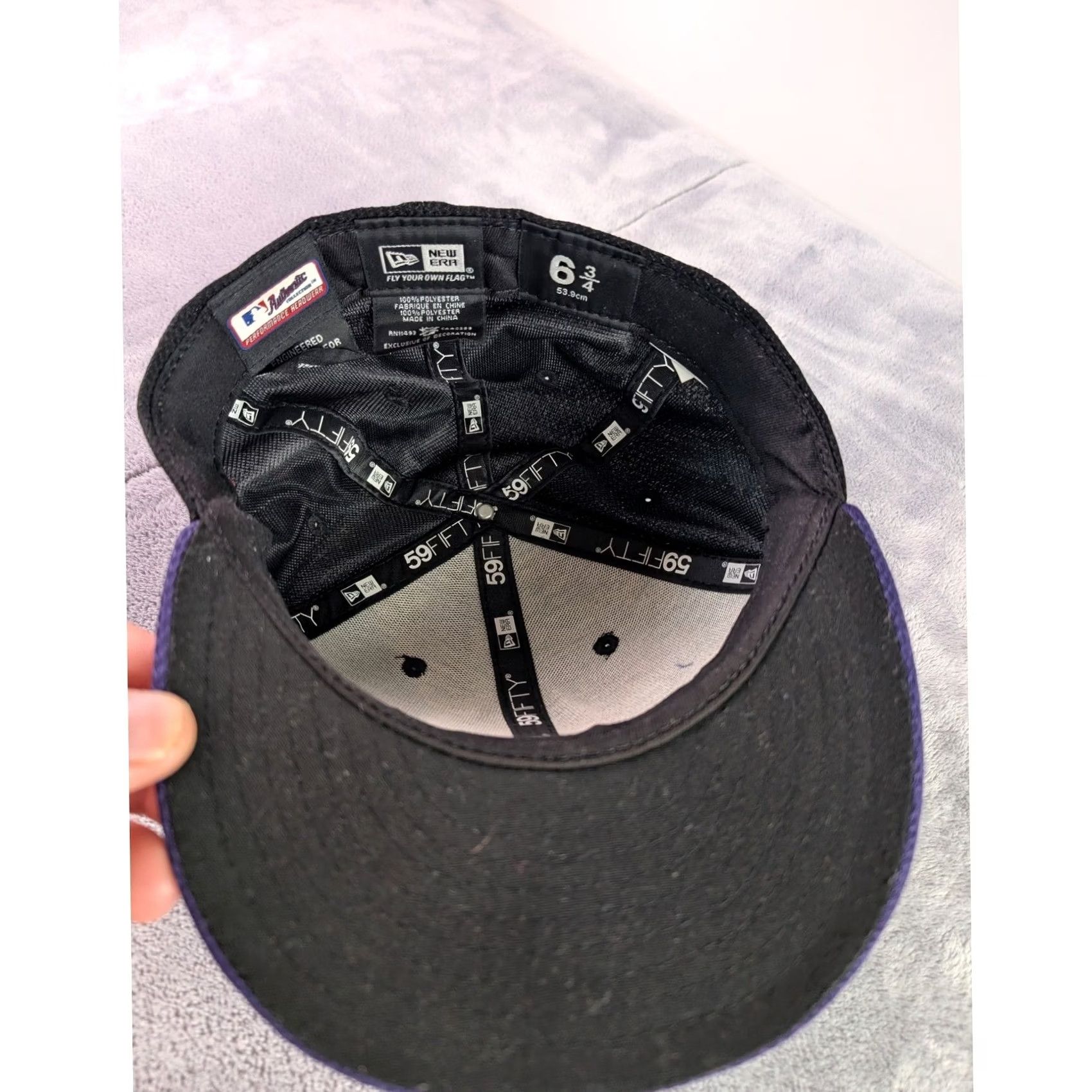 New Era New Era 59FIFTY Colorado Rockies Fitted Hat MLB Authentic Black Purple 6 3/4 Men Baseball Cap Size 6 3/4 Purple Brim Embroidered Logo Size ONE SIZE - 4 Thumbnail